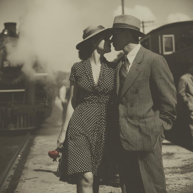 monertov A cinematic 1950s train station scene a stylish coup 9c6025e2 da4a 4d29 9f69 32b5c891a4bc 1