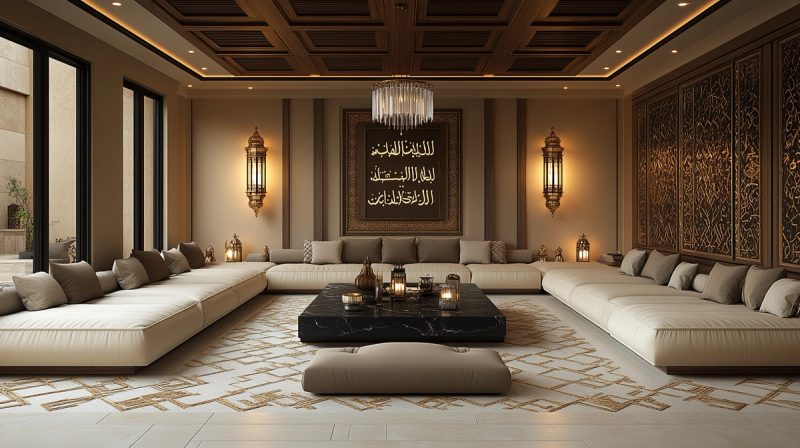 monertov Modern luxury majlis interior cream U shaped floor s 28ca1df9 a93f 4808 850c 6770c566cf7f 3