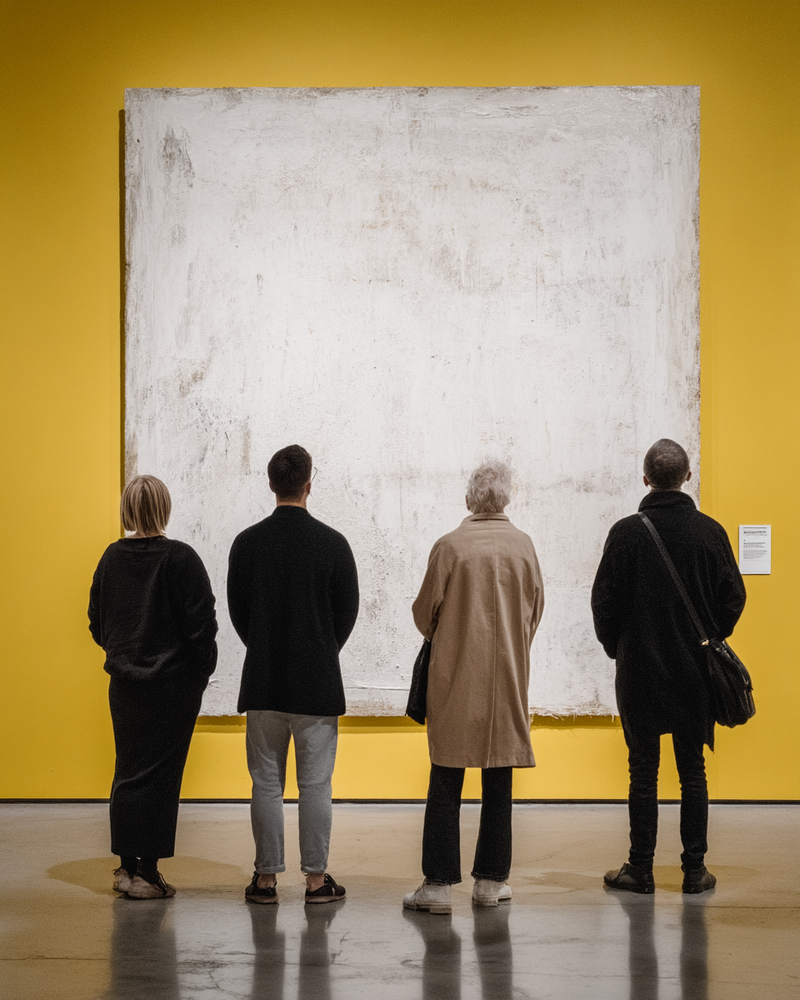 Galerie d'art moderne avec quatre personnes