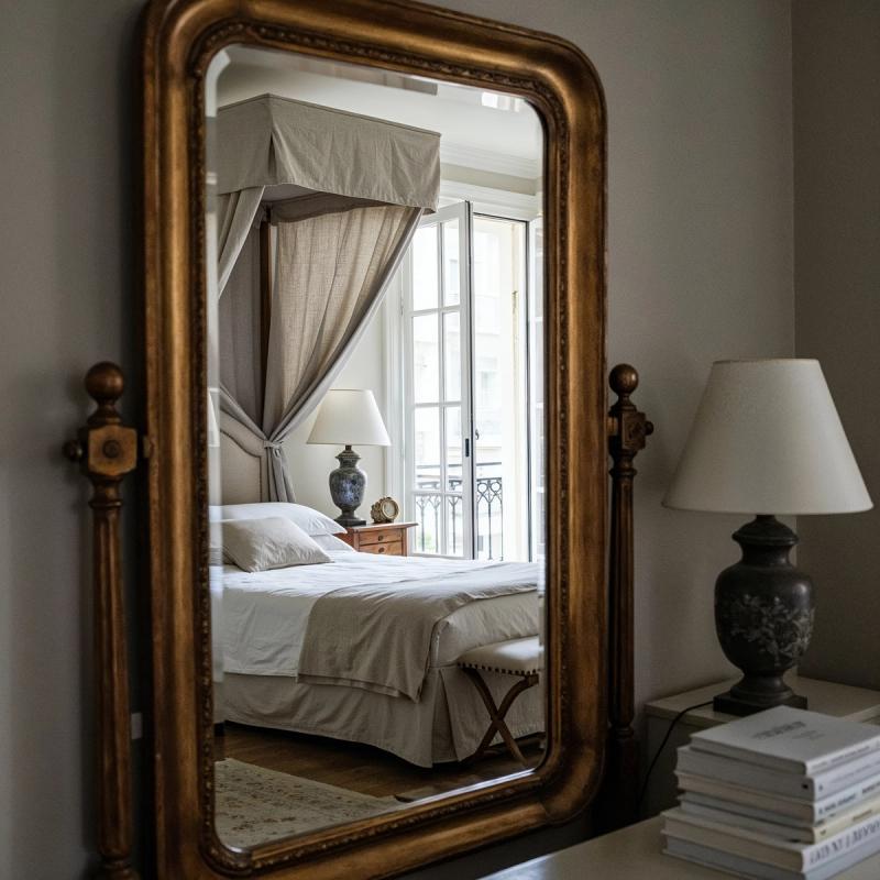 freepik  a chic bedroom reflected in an antique floor mirro  40740