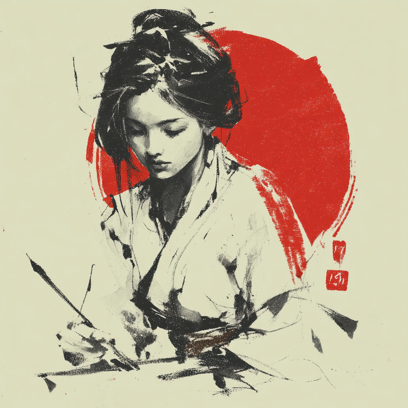 monertov a geisha drawing in the japanese Sumi e style   styl 168d4ce7 7346 4ae3 b477 94c3a1531c80 3