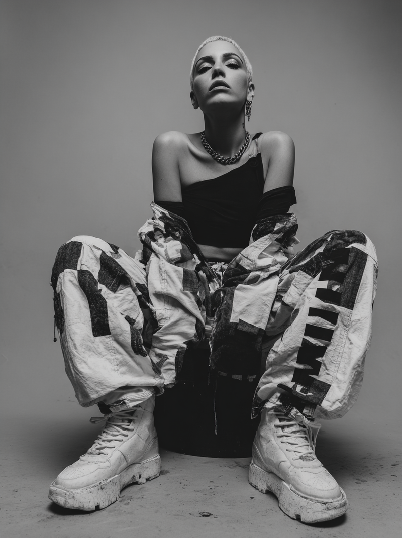 monertov A black and white full body fashion photoshoot of a  e5421db4 df12 41a8 a8b2 fad234e360c8 0