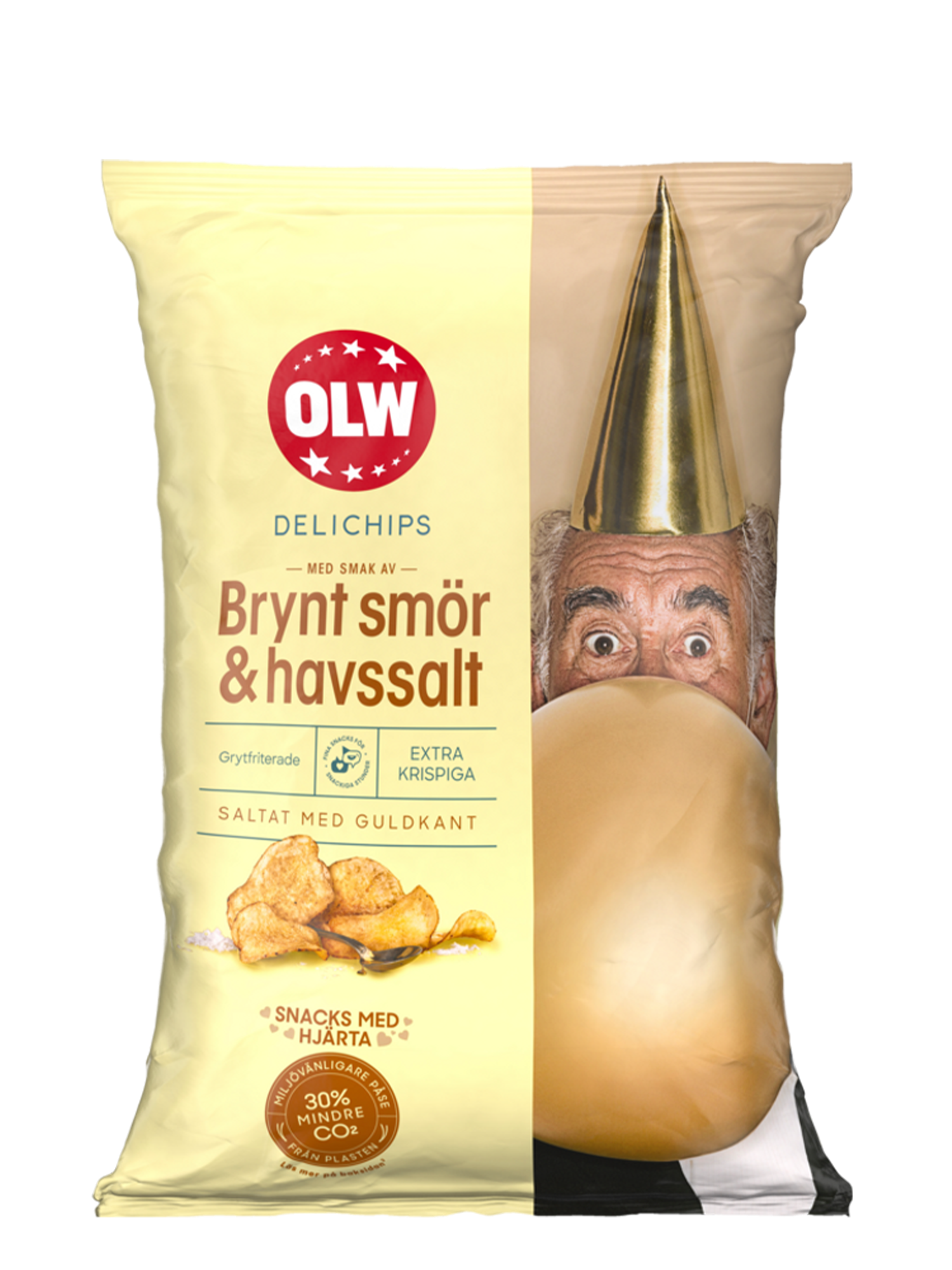 Produktbild som visar Delichips Brynt Smör & Havssalt från OLW