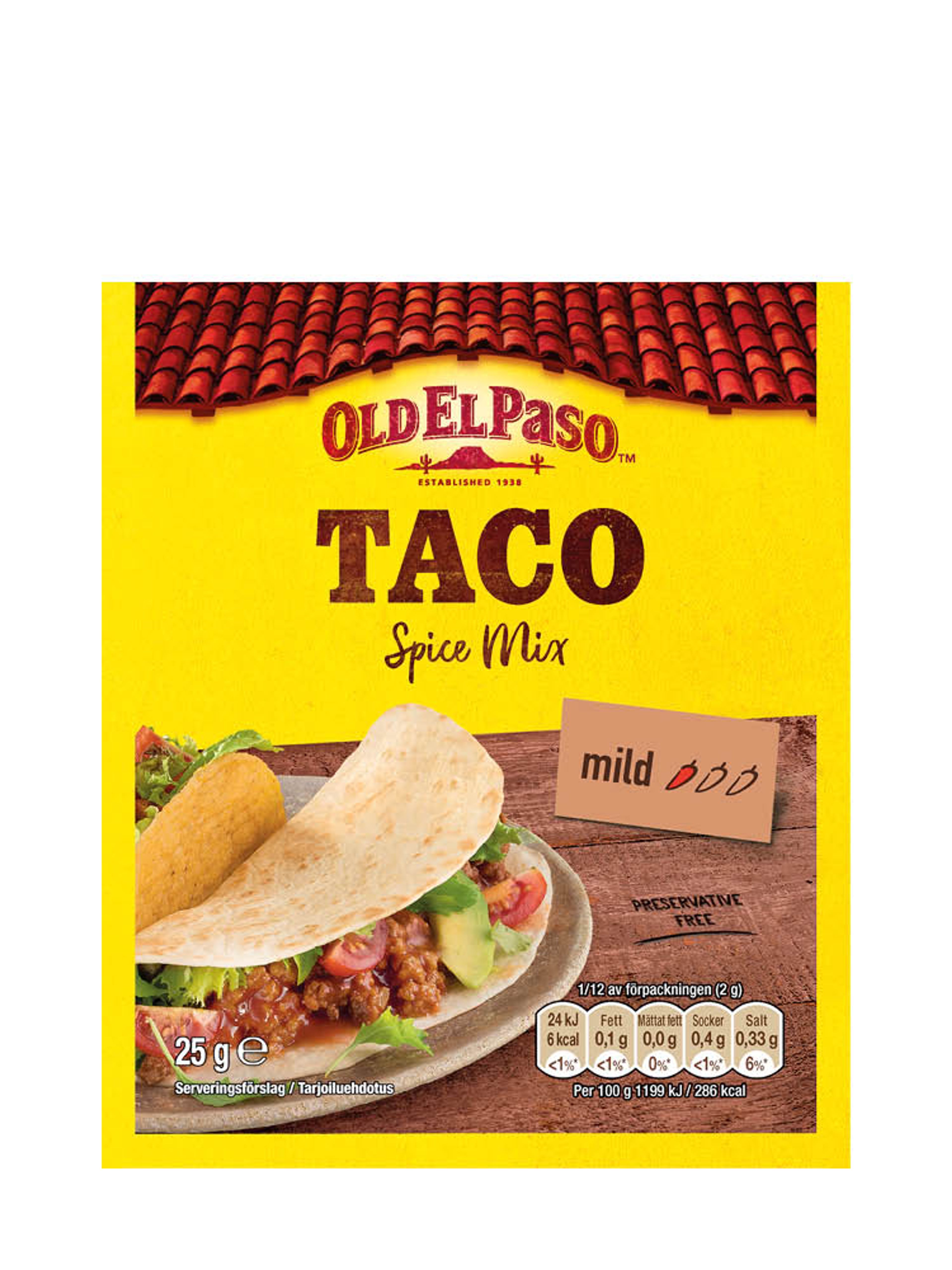 Produktbild som visar Taco Spice Mix från Old El Paso