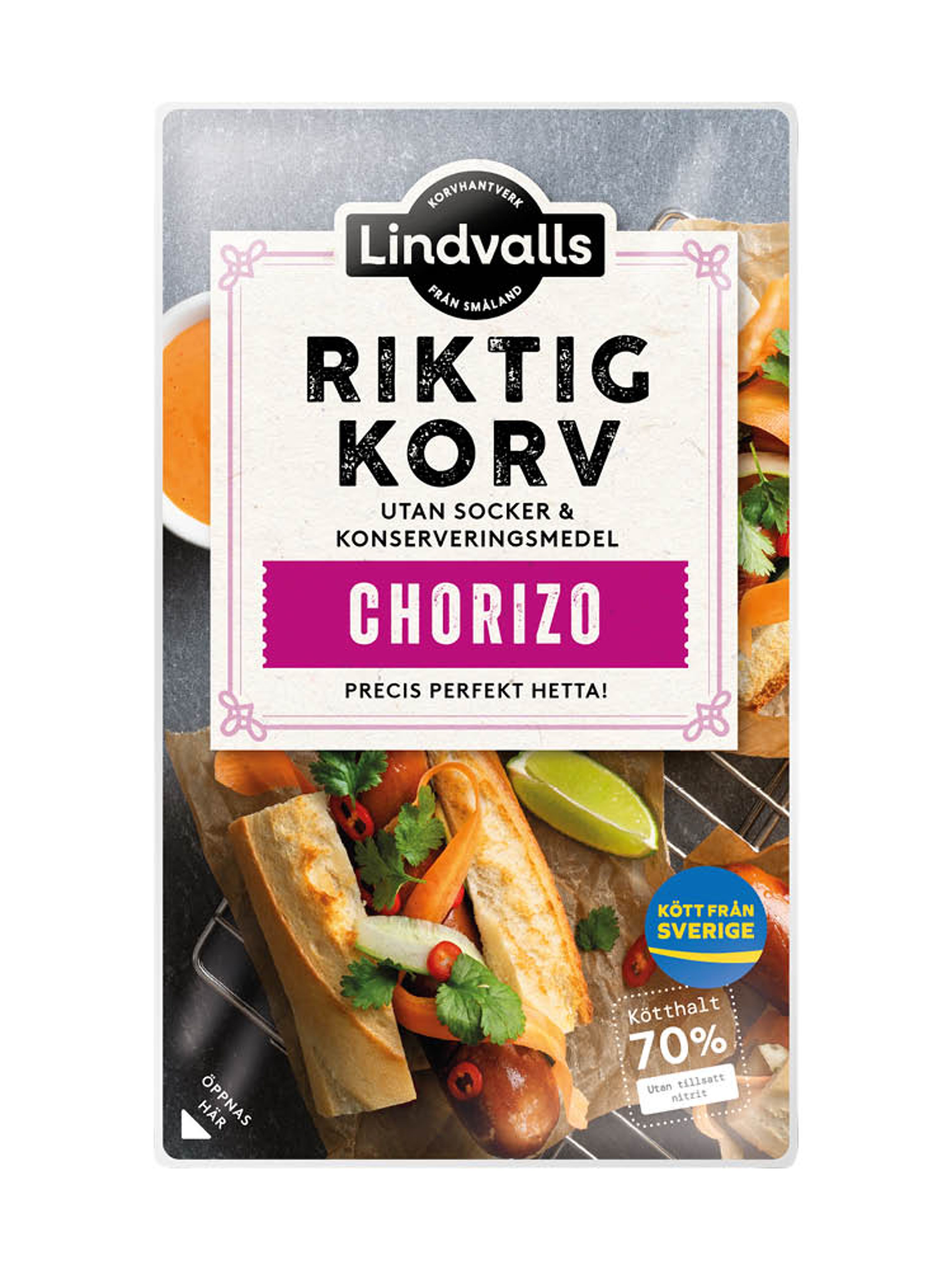 Produktbild som visar Riktig Korv Chorizo från Lindvalls