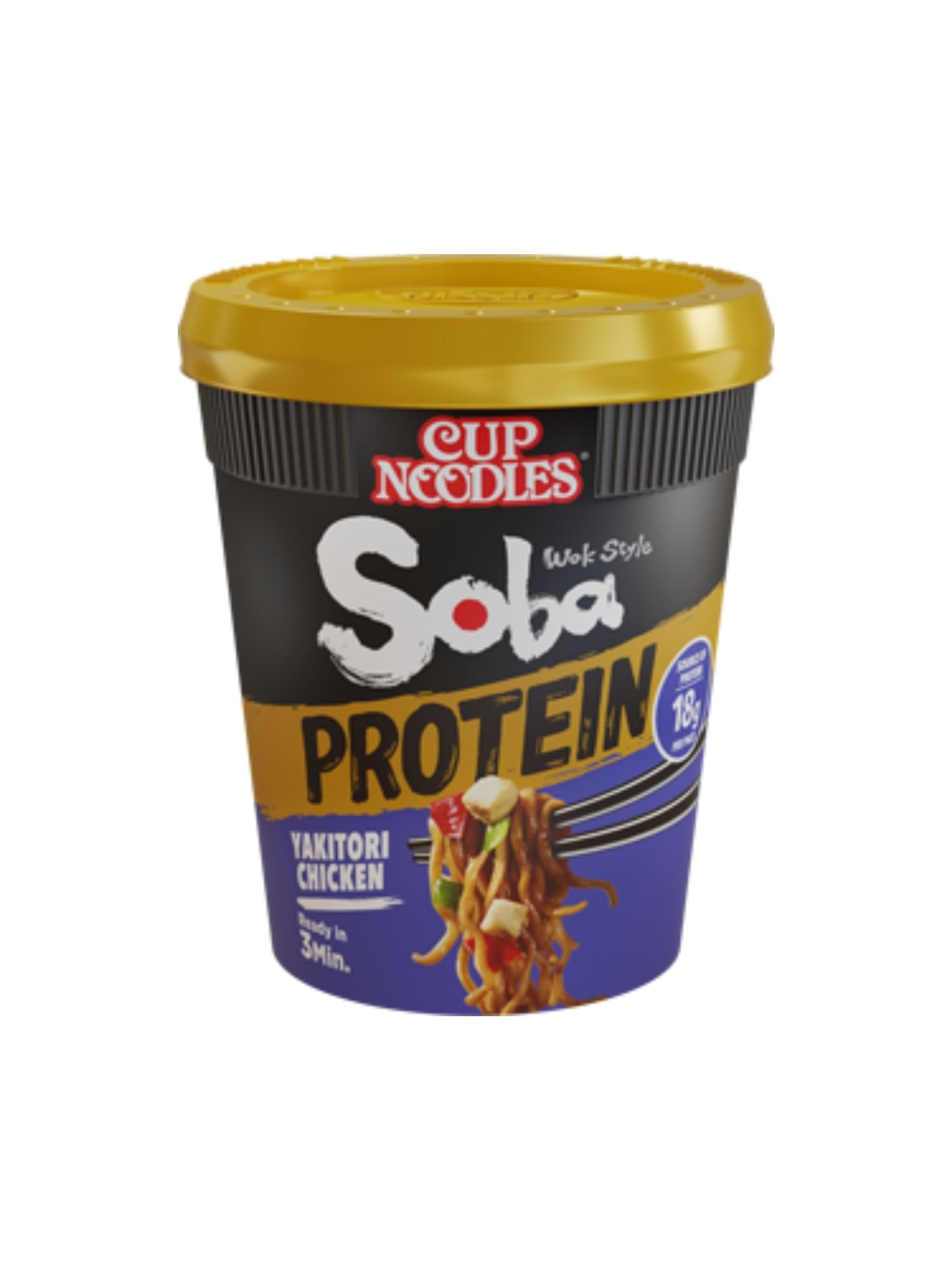 Produktbild som visar Soba Cup Protein Yakitori Chicken från Nissin