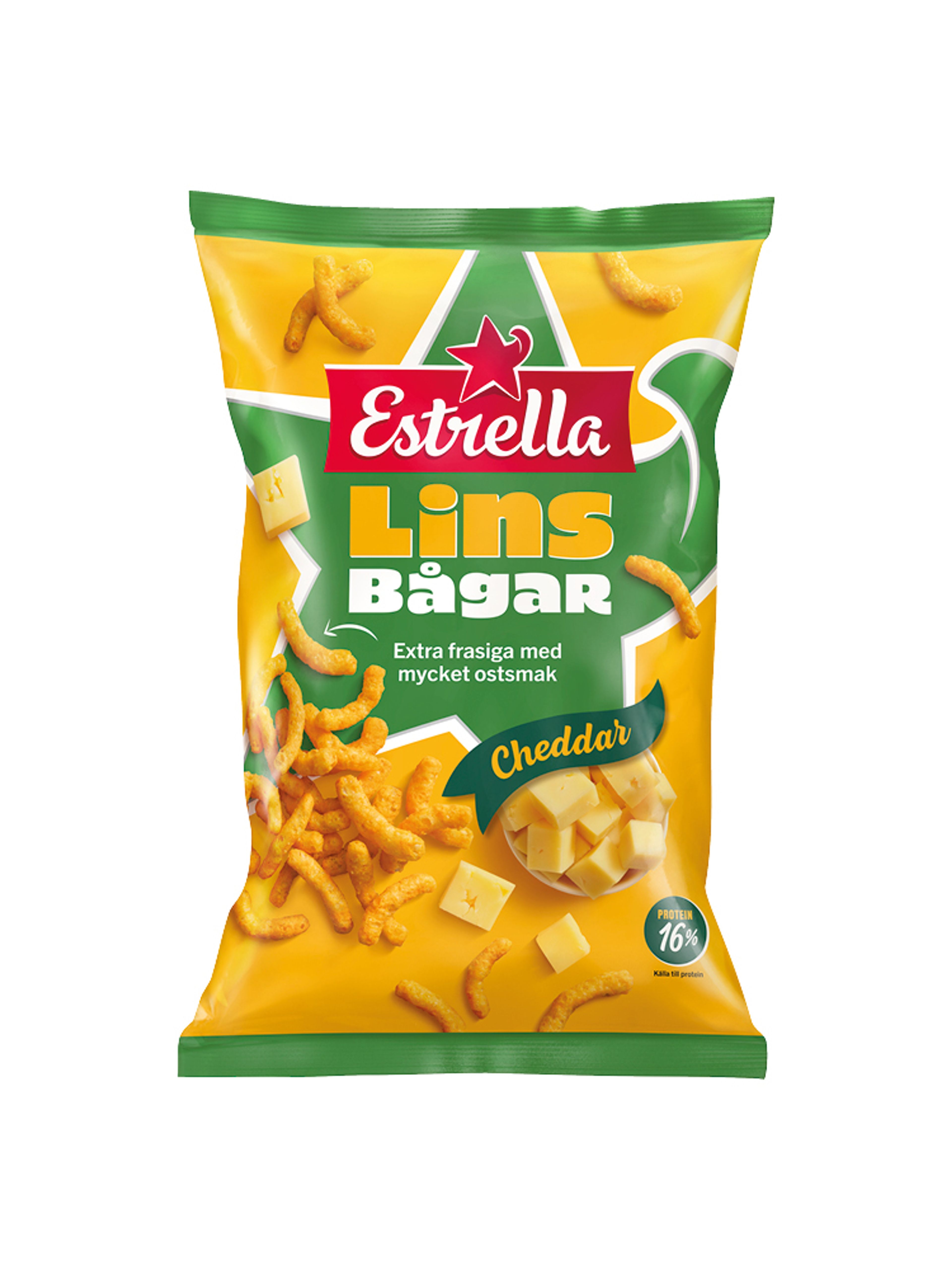 Produktbild som visar Linsbågar Cheddar från Estrella