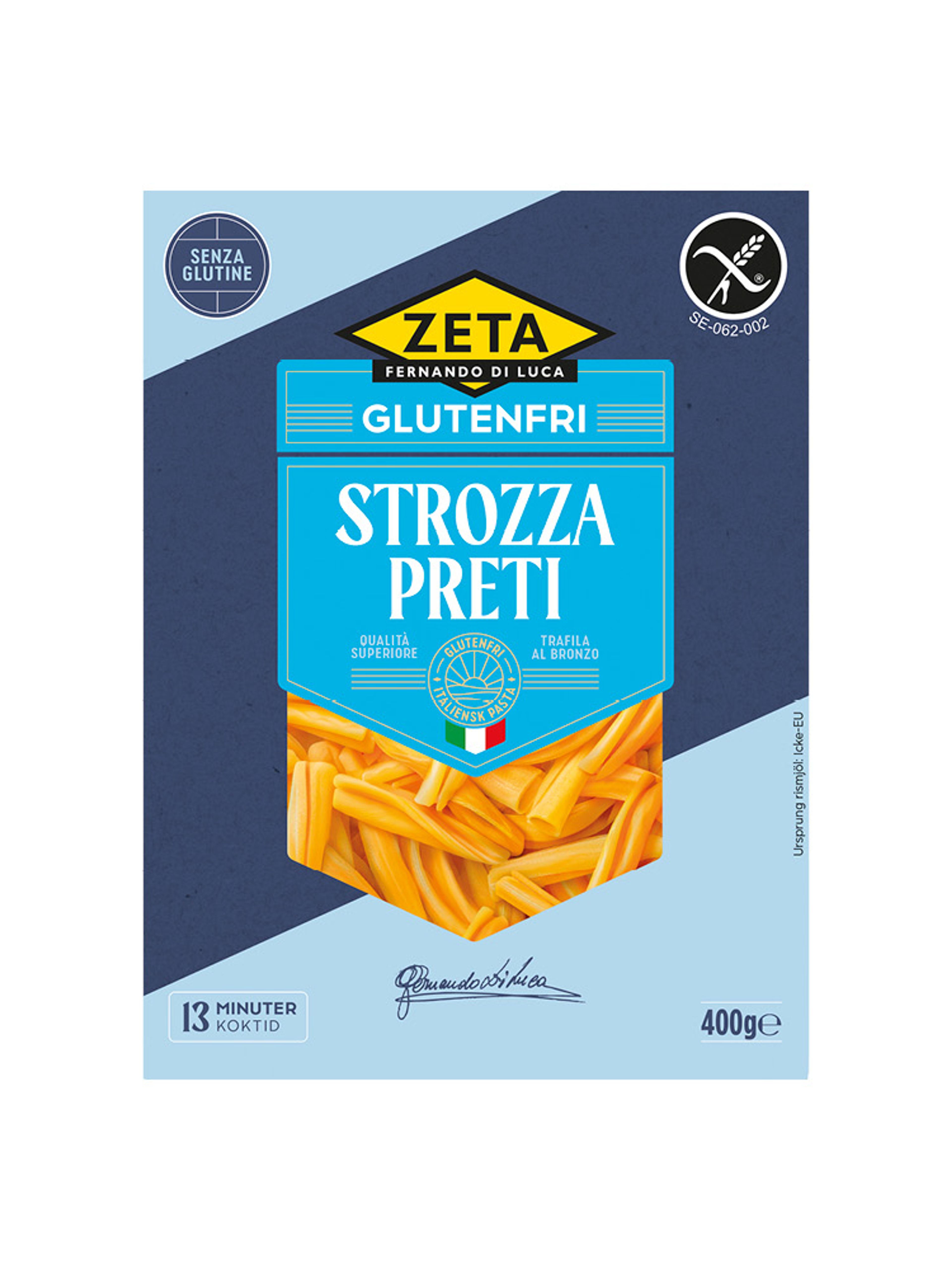 Produktbild som visar Glutenfri Pasta Strozzapreti från Zeta