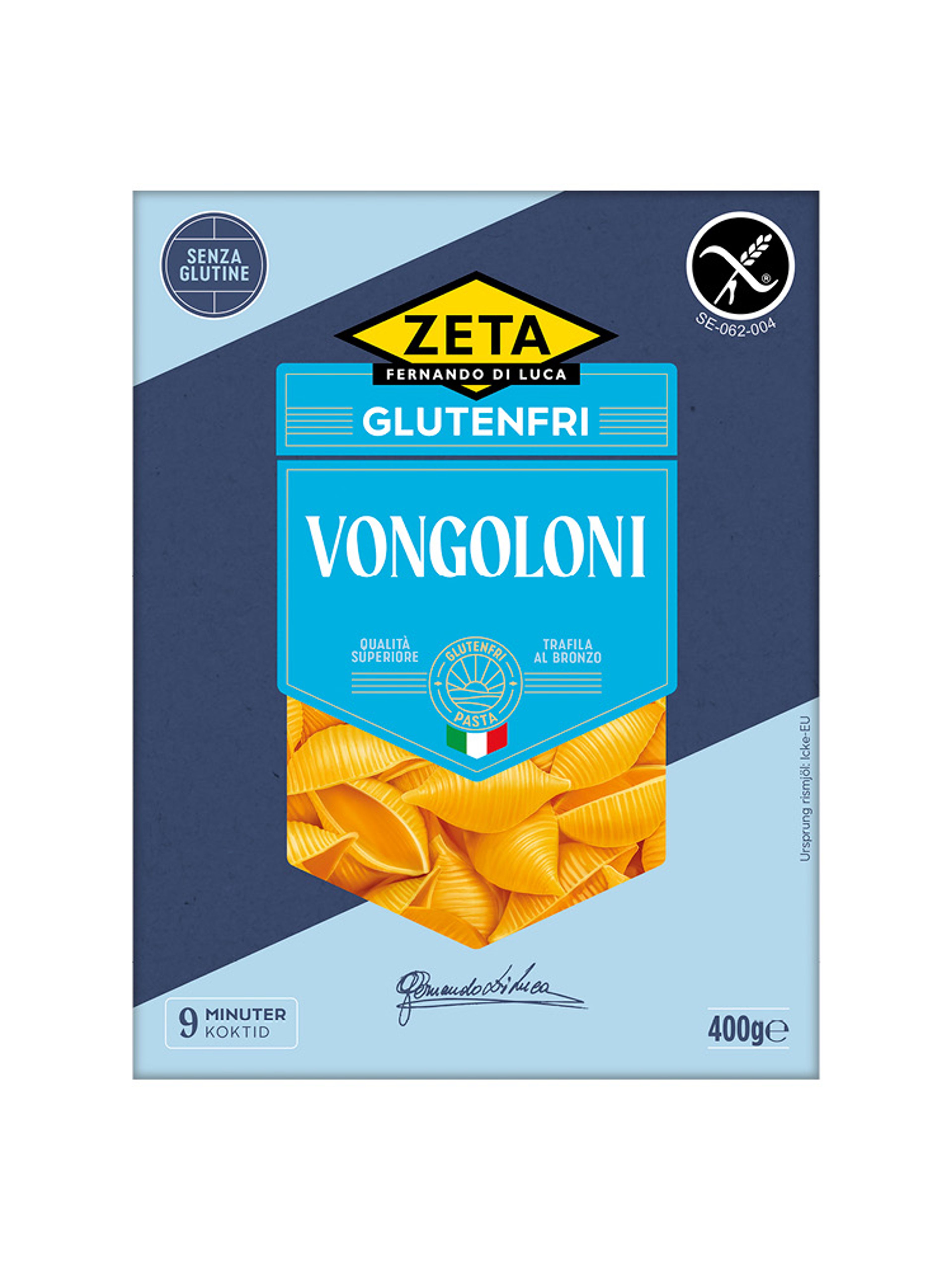 Produktbild som visar Glutenfri Pasta Vongoloni från Zeta