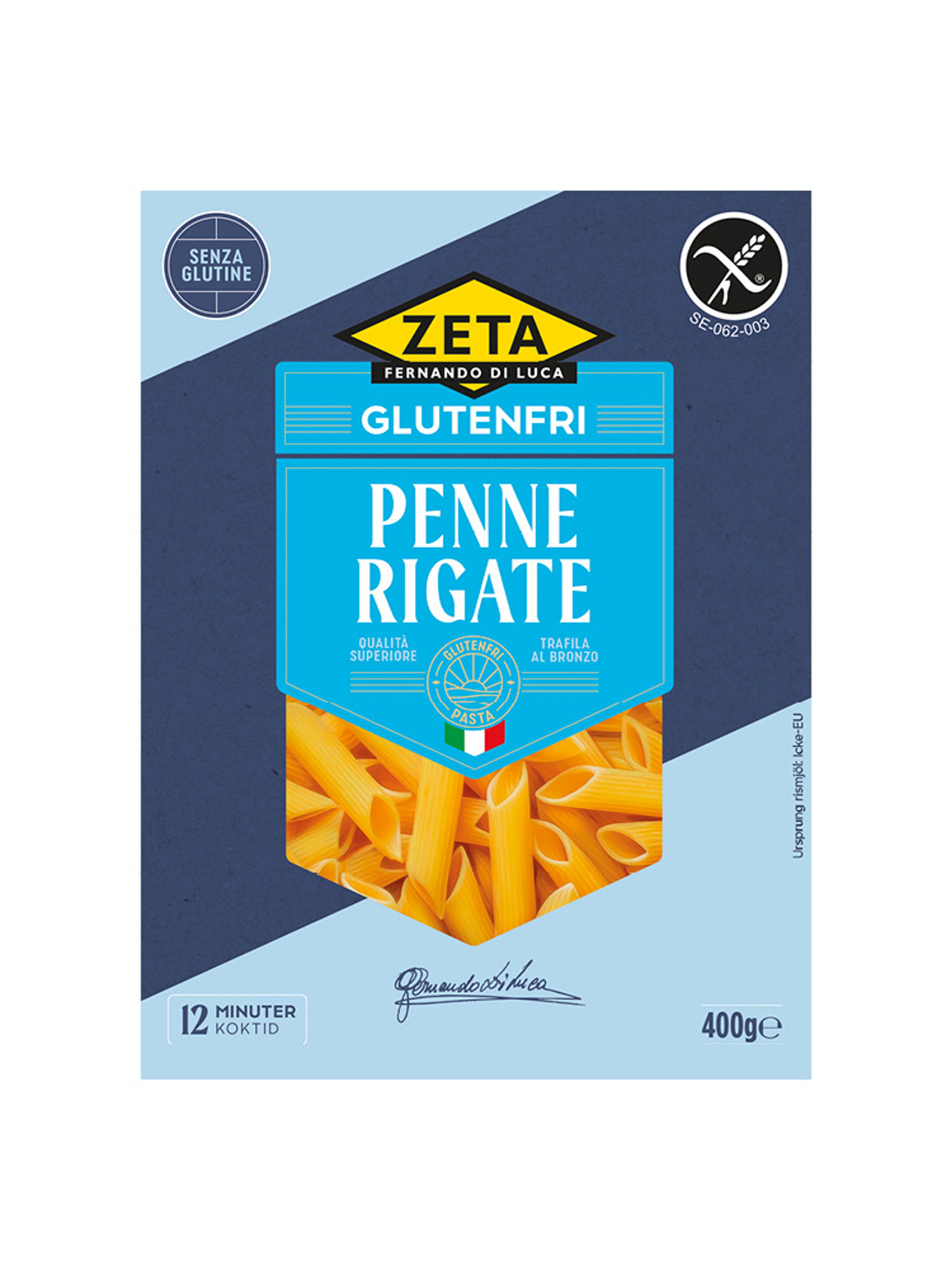 Produktbild som visar Glutenfri Pasta Penne Rigate från Zeta