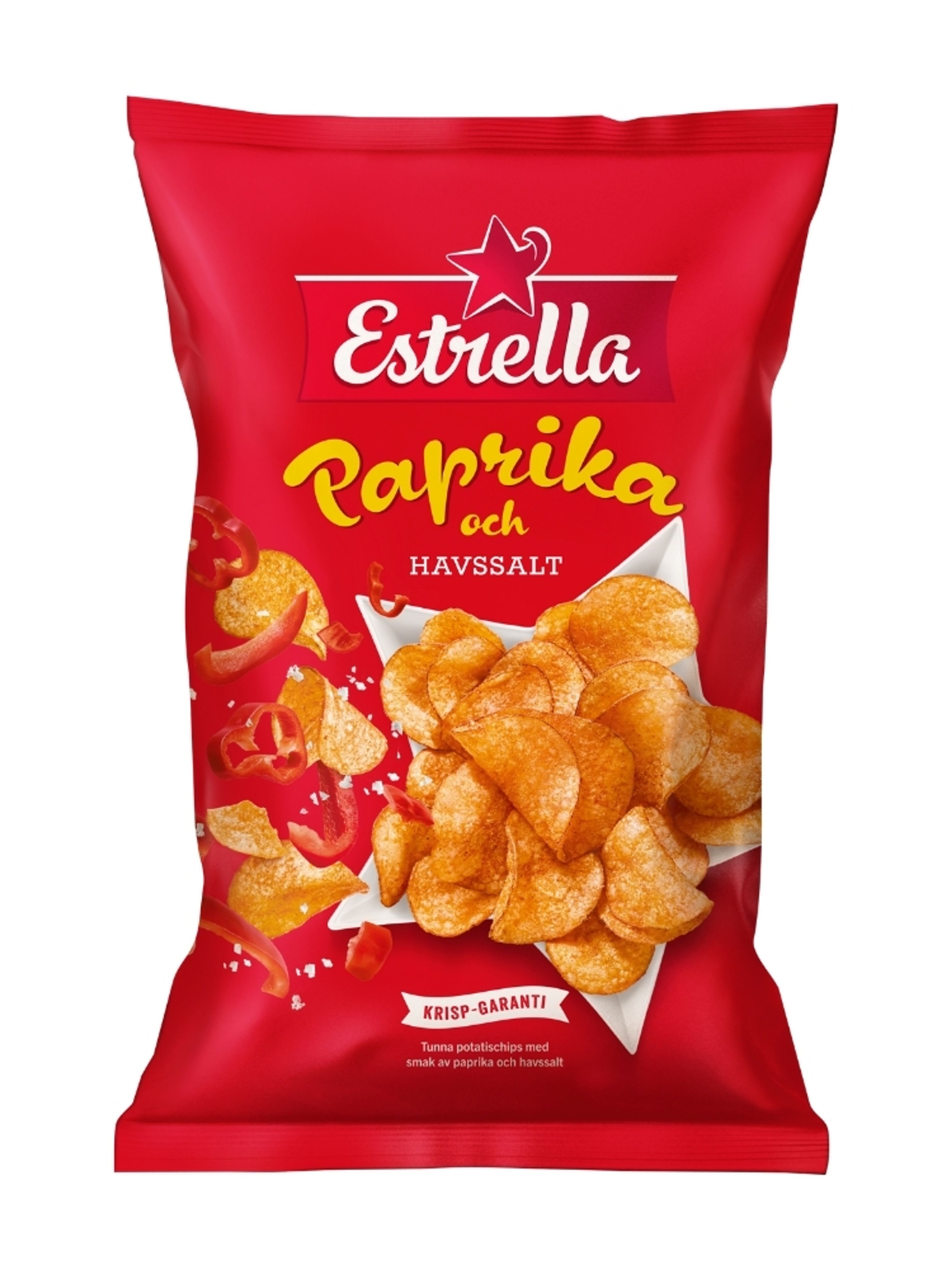 Produktbild som visar Paprika & Havssalt chips från Estrella