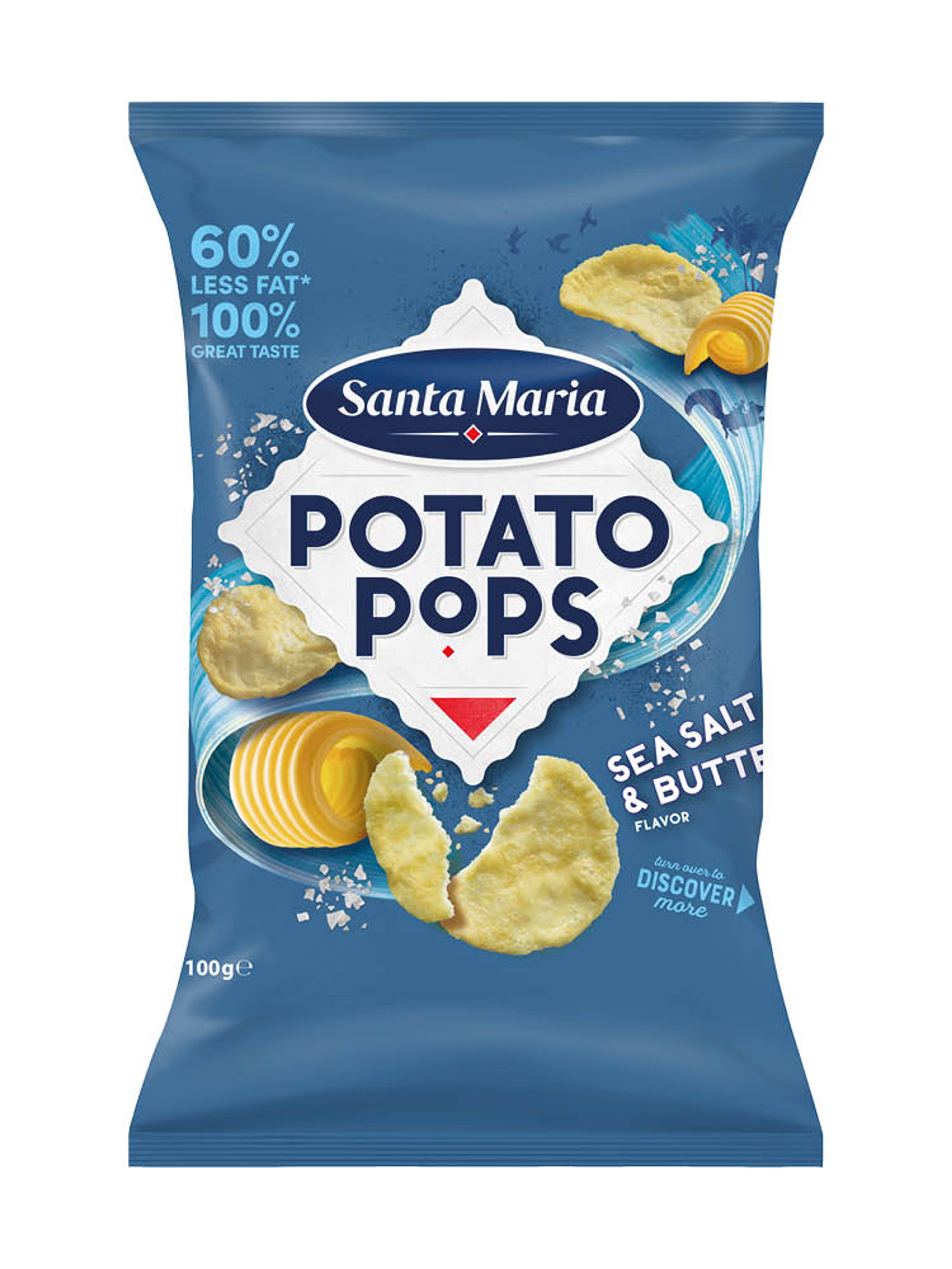 Produktbild som visar Potato Pops Seasalt & Butter från Santa Maria