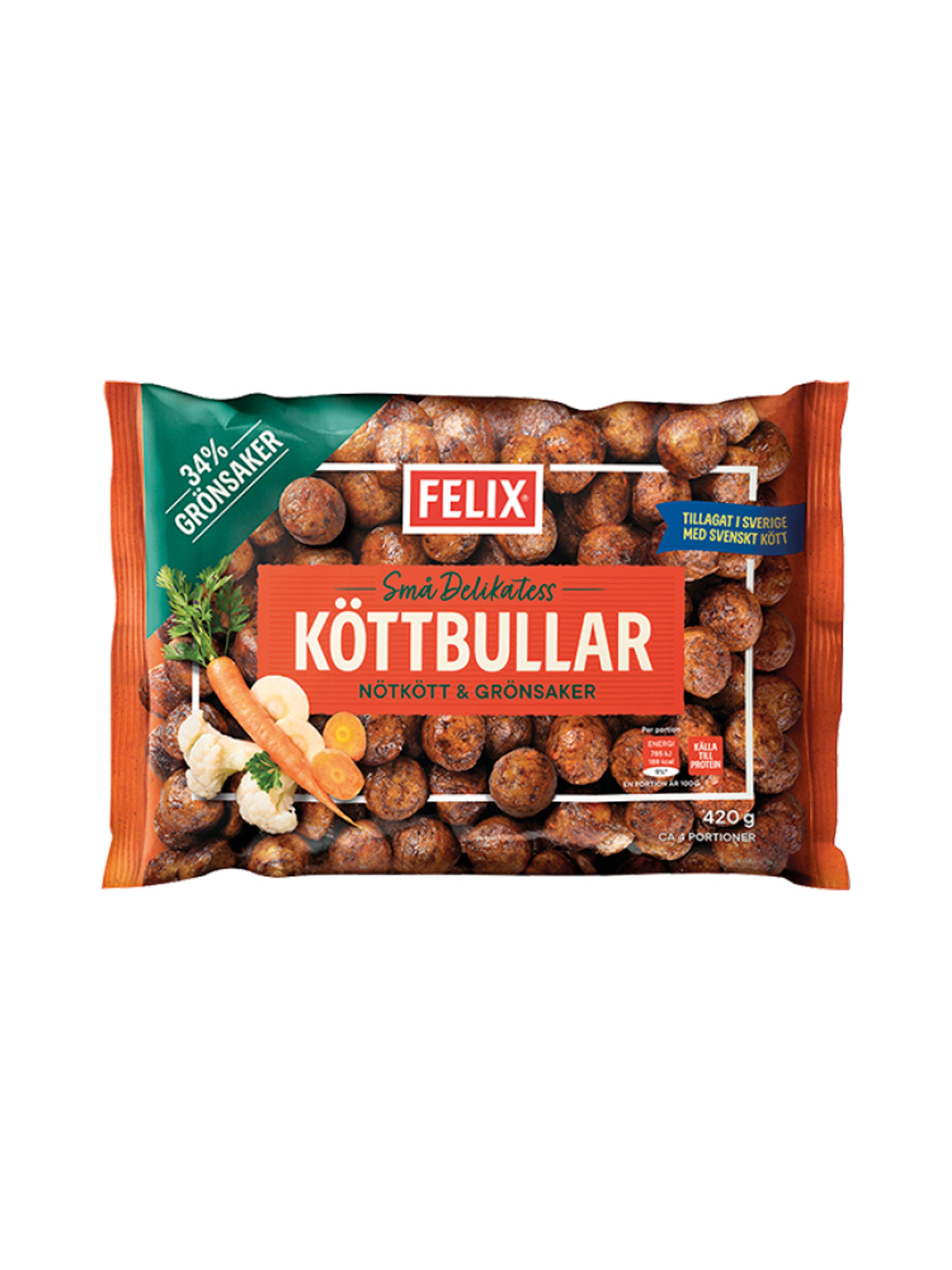 Produktbild som visar Deliköttbullar nötkött & grönsaker från Felix