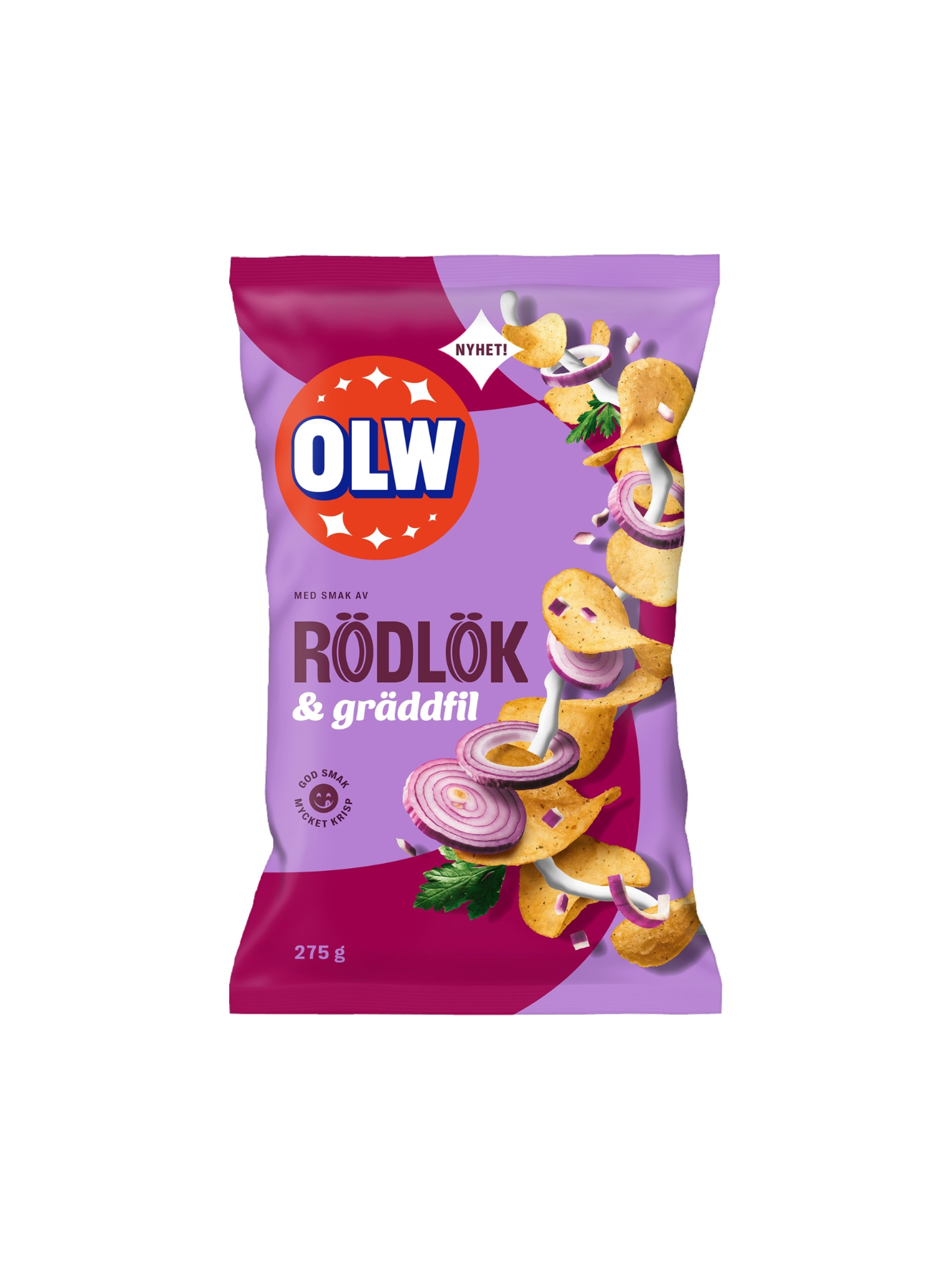 Produktbild som visar Chips Rödlök & Gräddfil från OLW