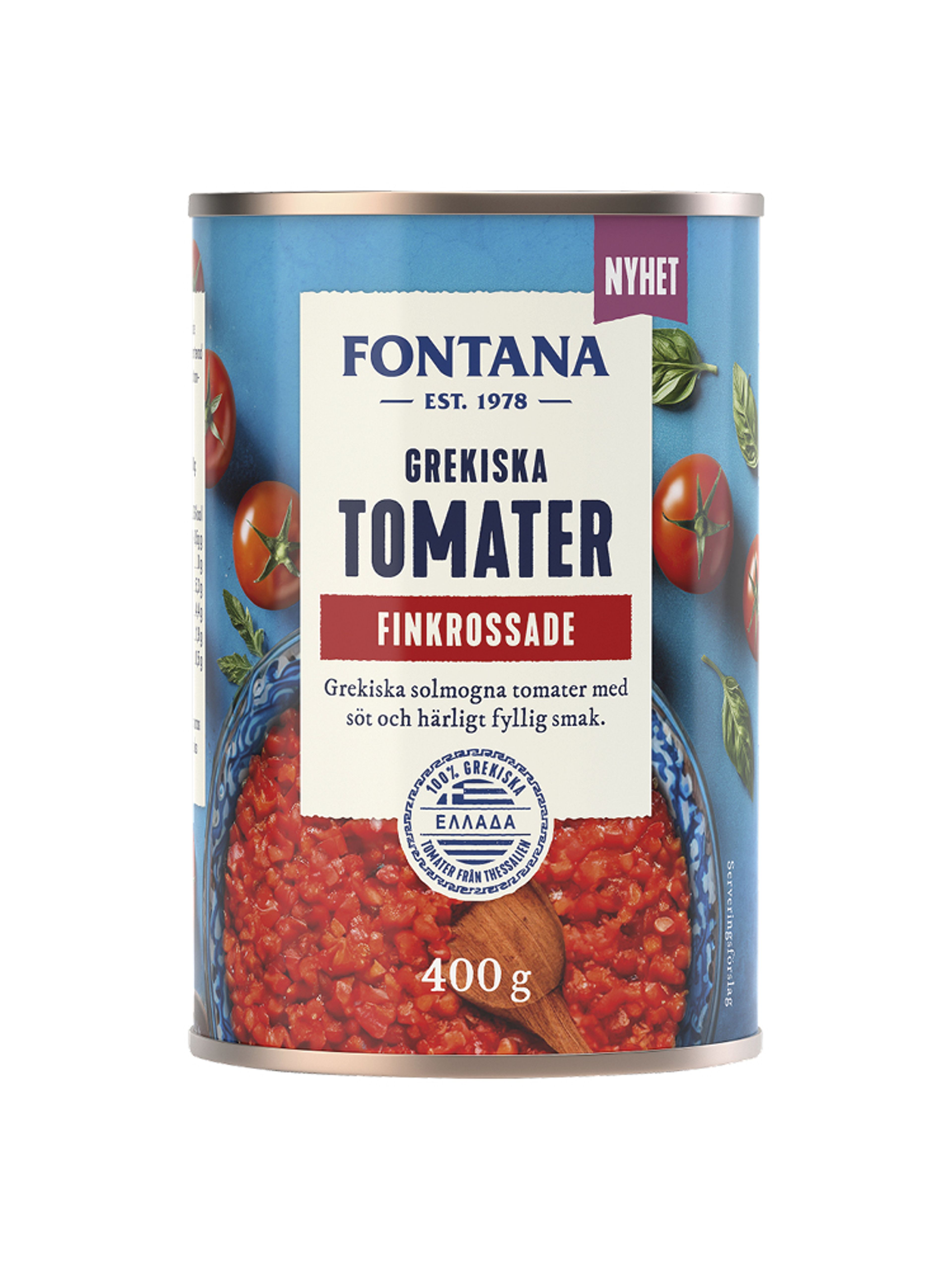 Produktbild som visar Grekiska tomater finkrossade från Fontana
