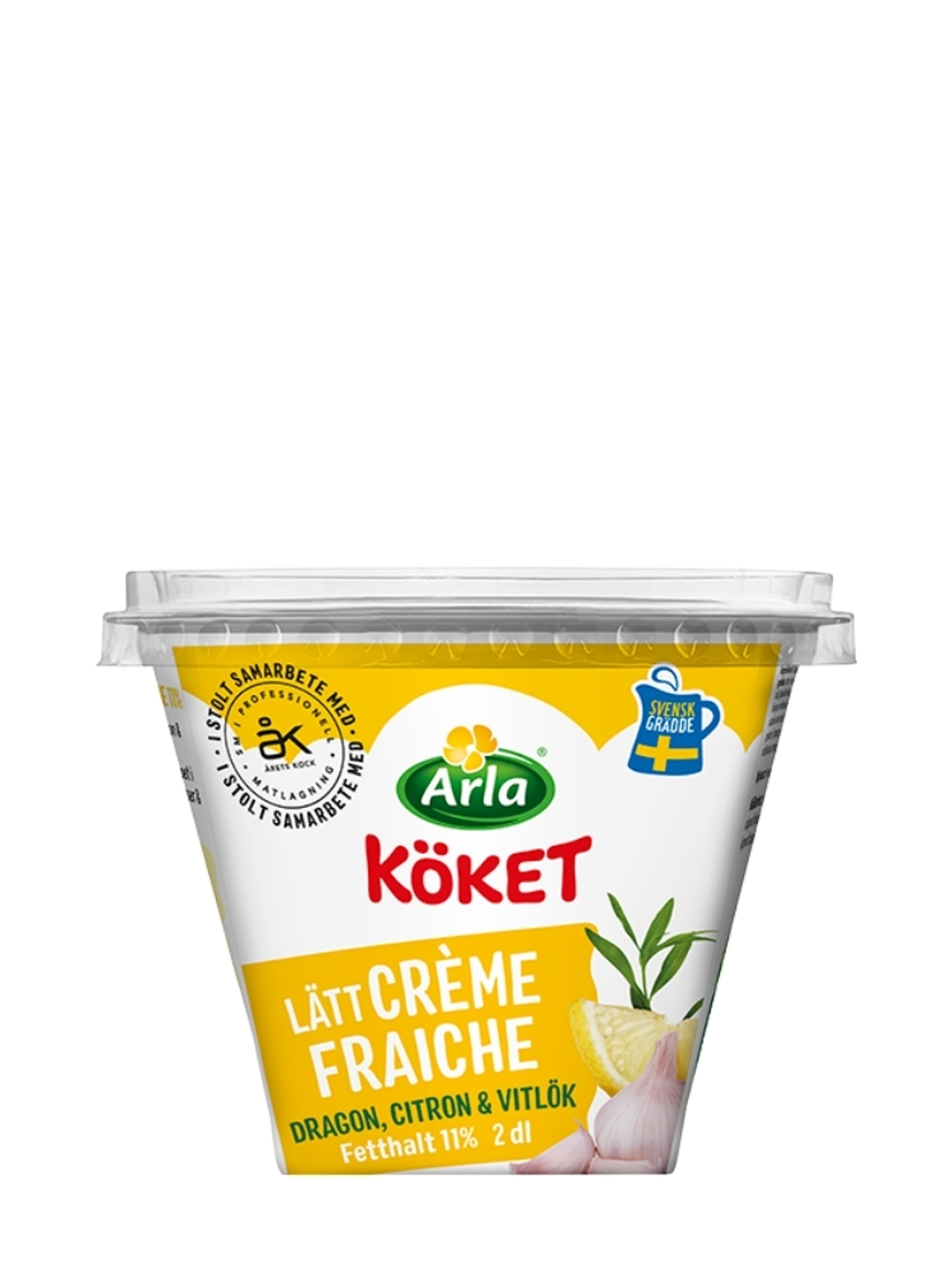 Produktbild som visar Lätt Créme Fraiche Dragon, Citron & Vitlök från Arla Köket®
