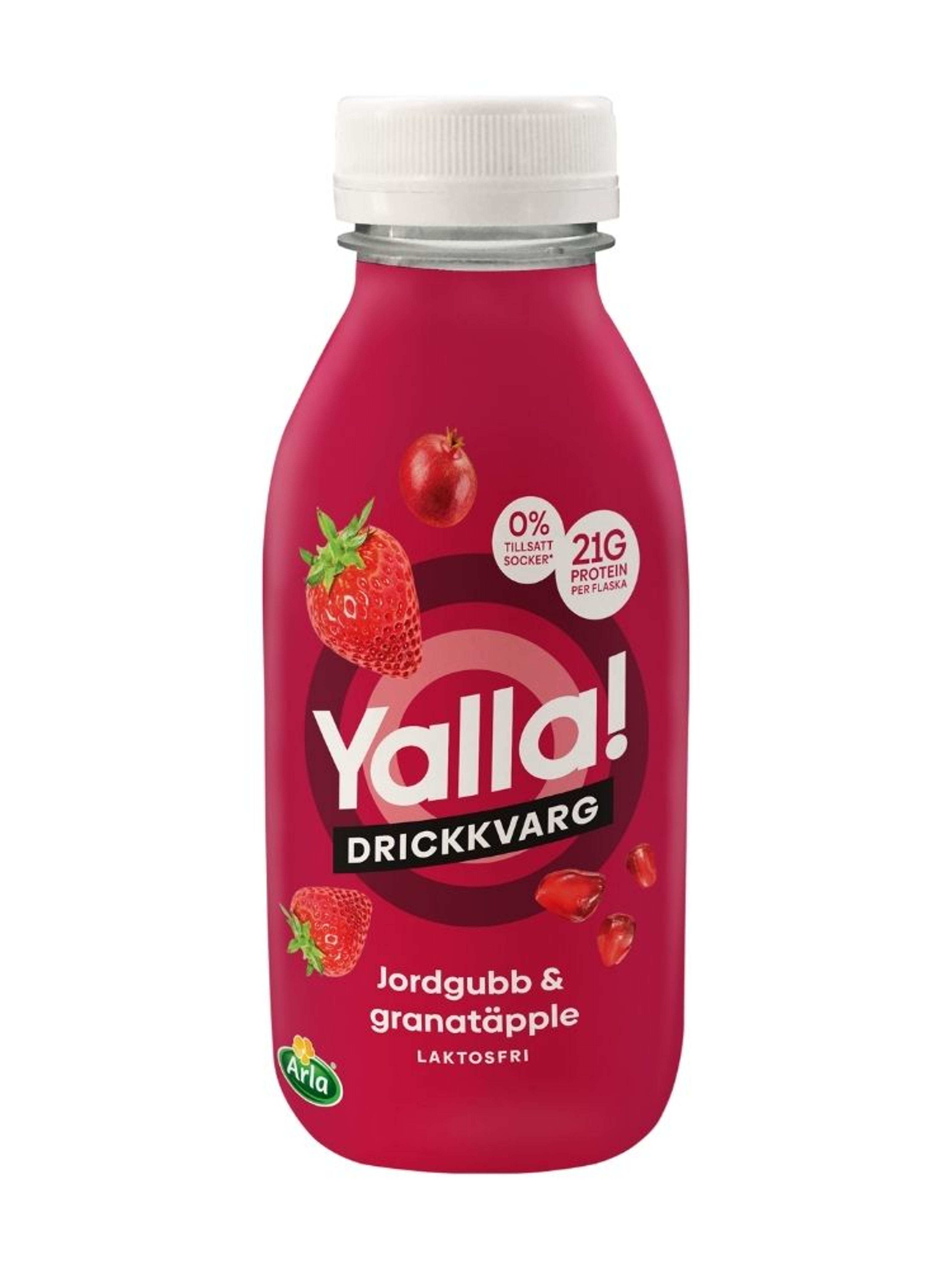 Produktbild som visar Drickkvarg jordgubb & granatäpple från Yalla®