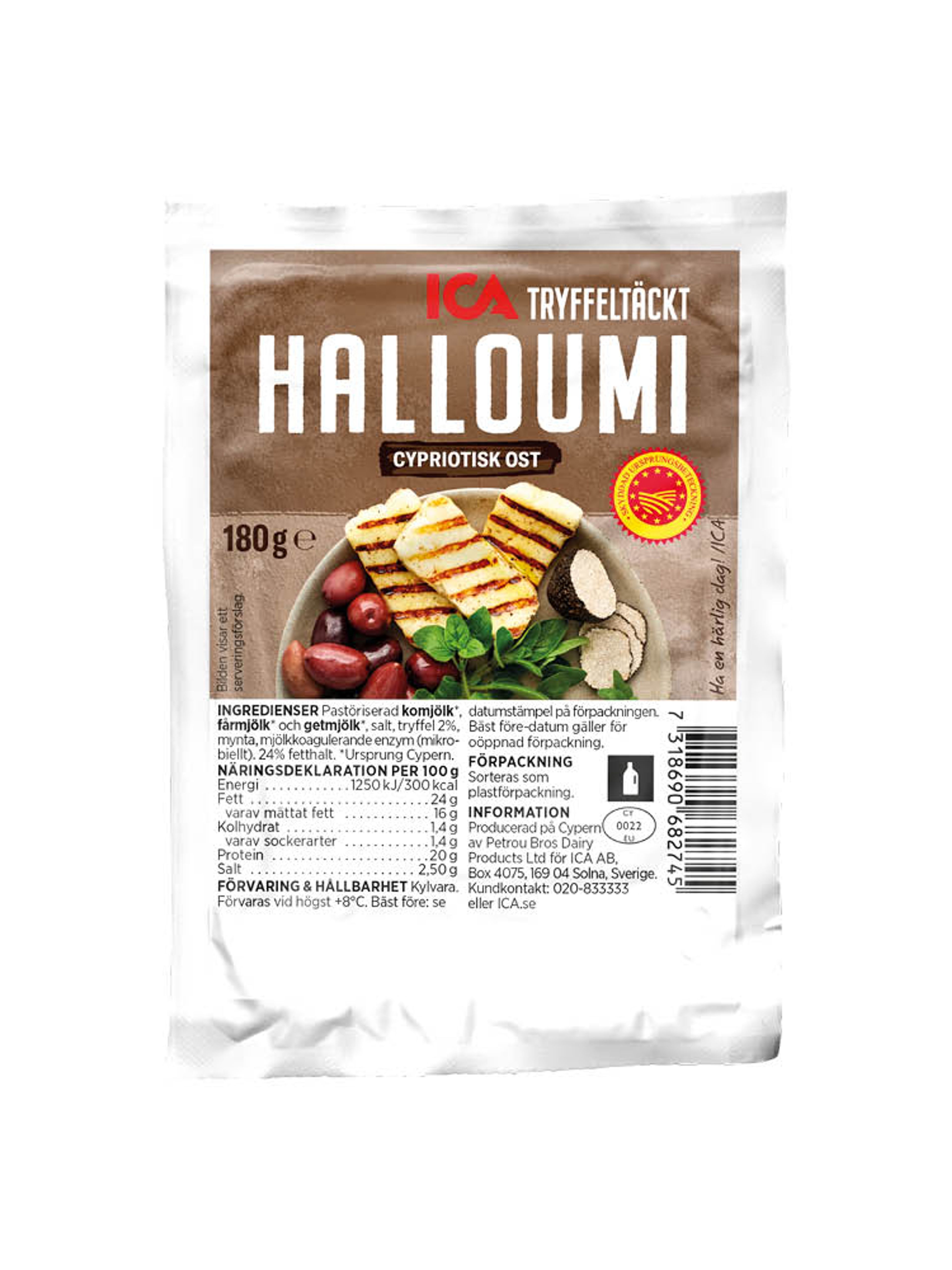 Produktbild som visar ICA Tryffeltäckt Halloumi från ICA