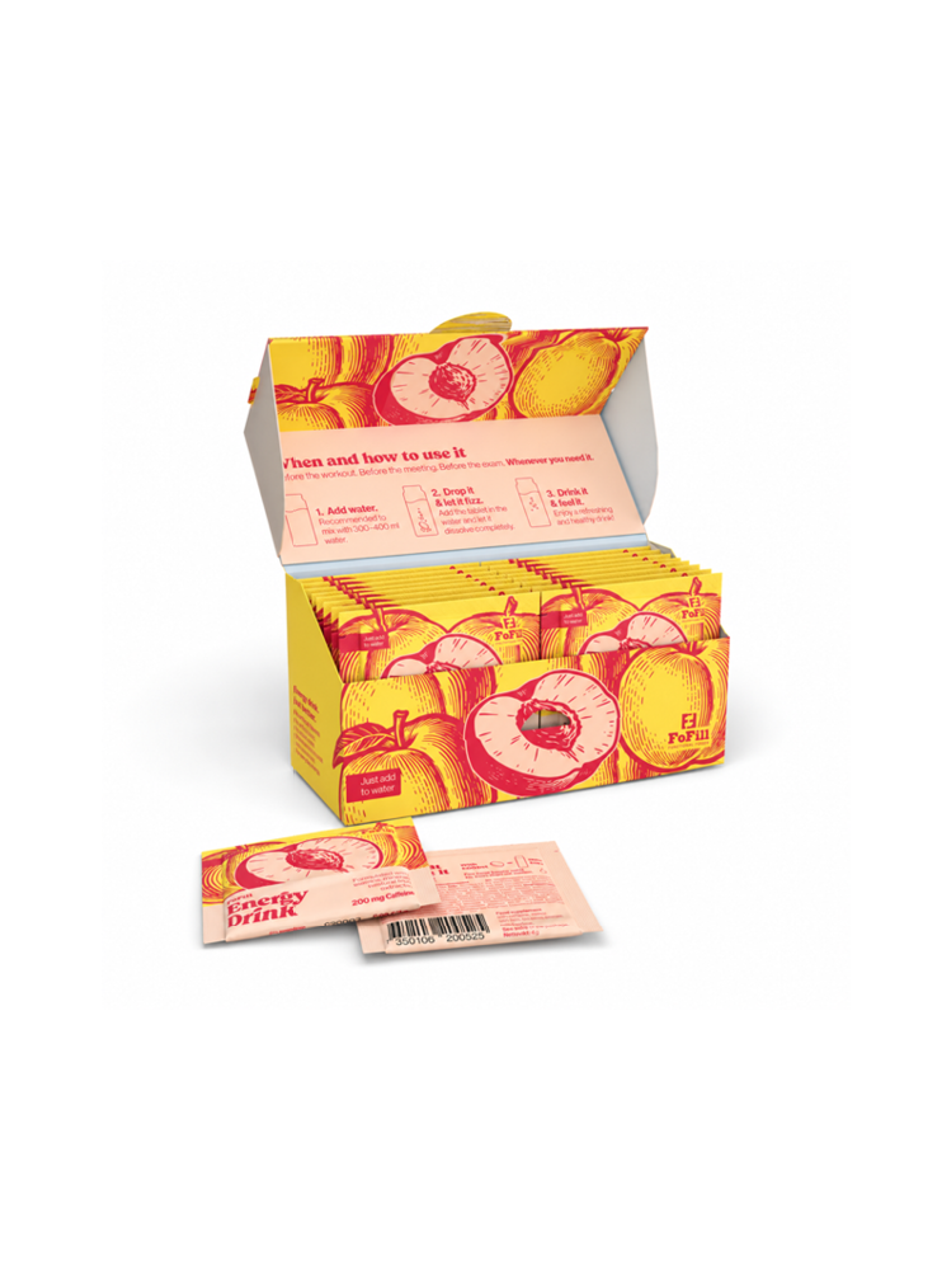 Produktbild som visar Energidryck brustablett Peach från FoFill