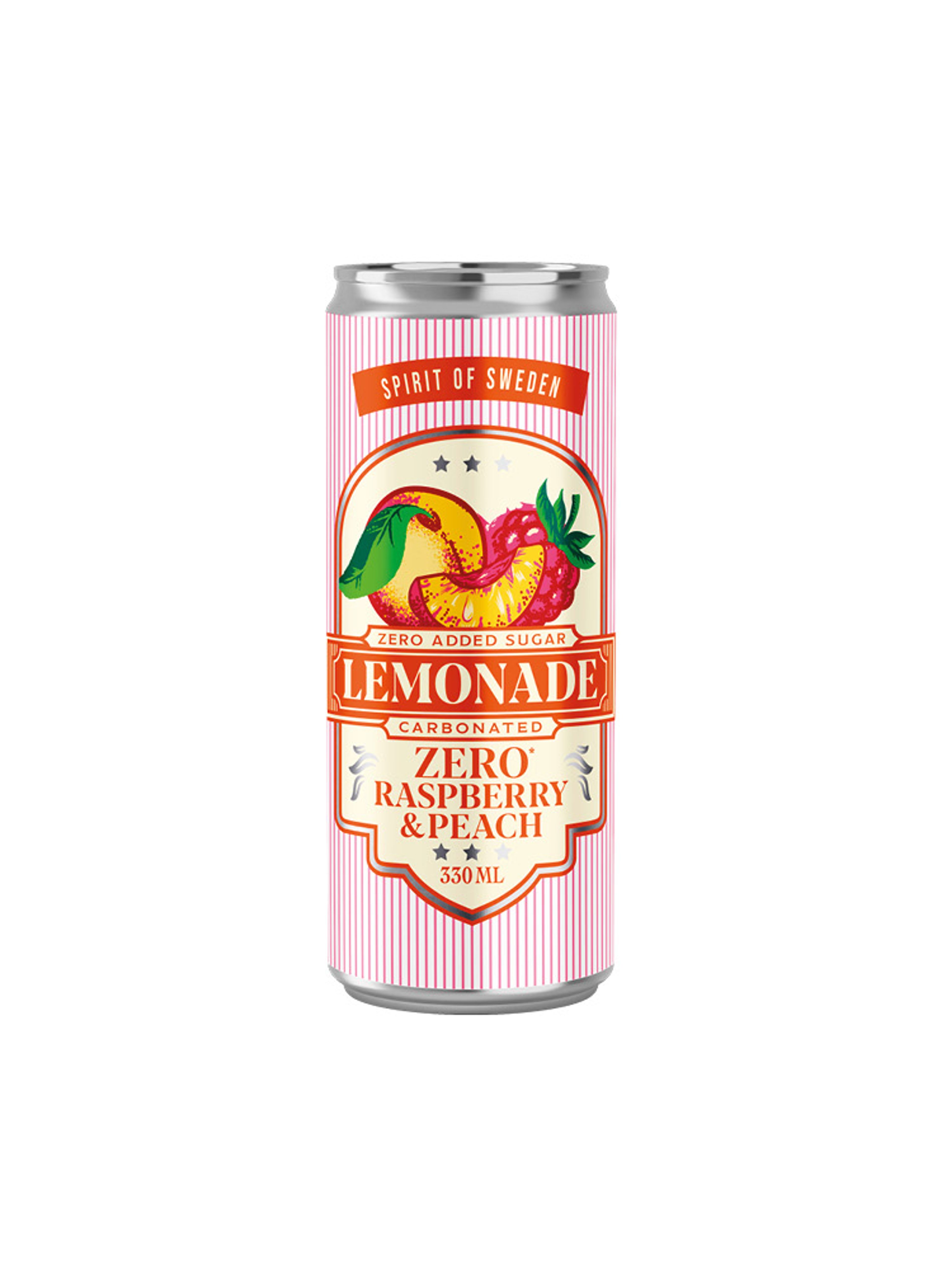 Produktbild som visar Lemonad Raspberry/Peach No Added Sugar från Spirit Of Sweden