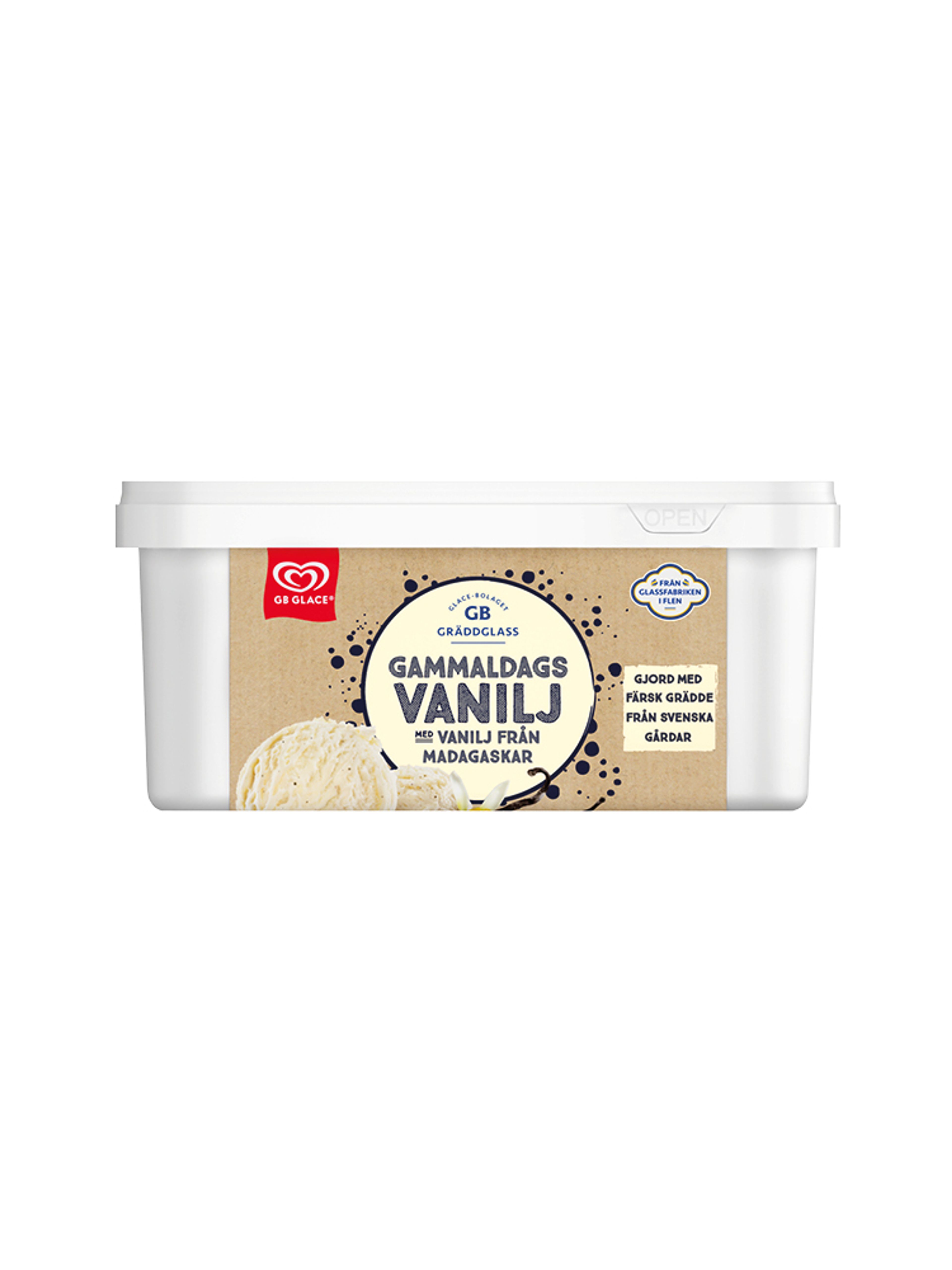 Produktbild som visar GB Gräddglass Gammaldags Vanilj från GB Glace