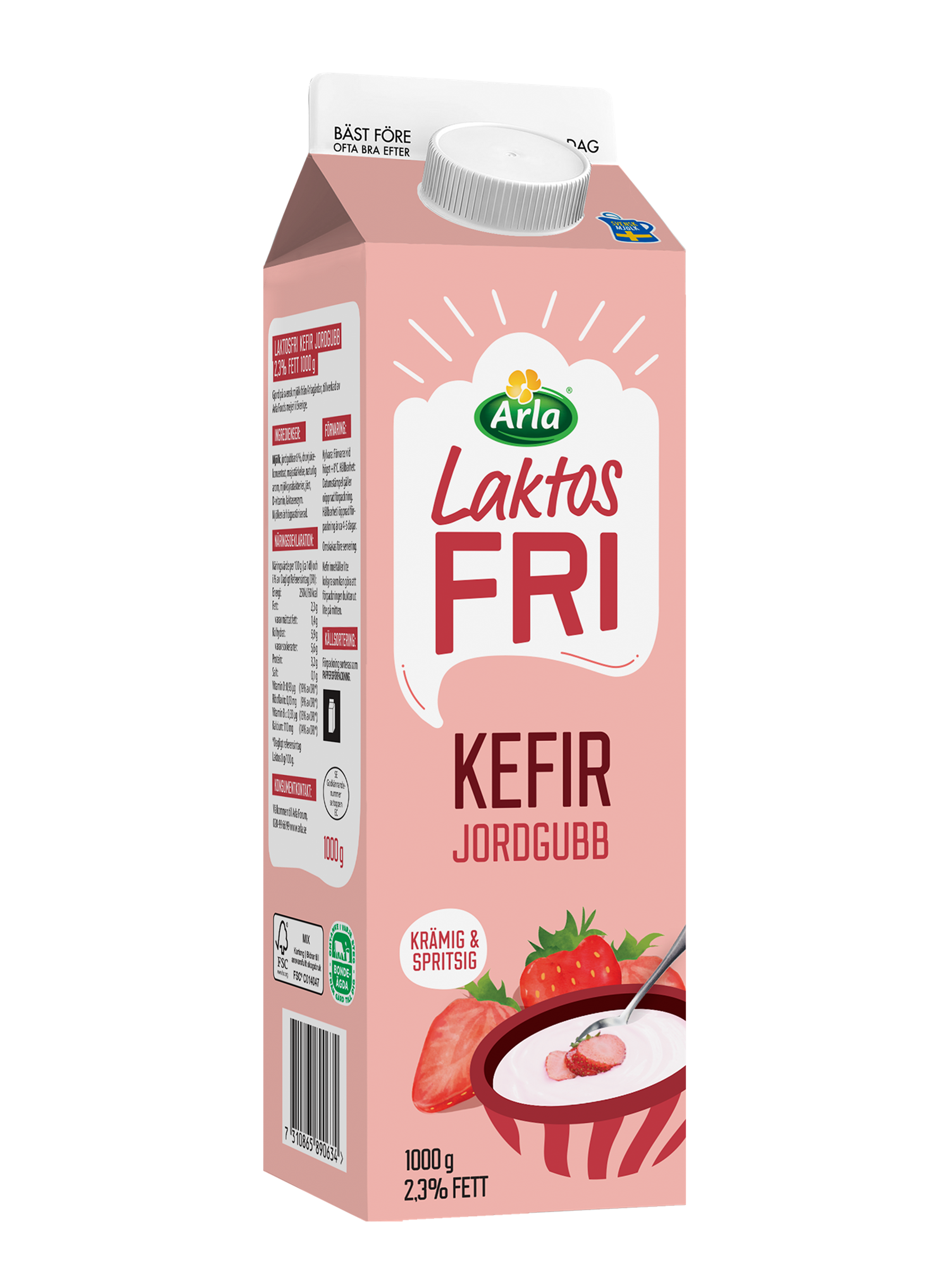 Produktbild som visar Laktosfri Kefir Jordgubb från Arla®