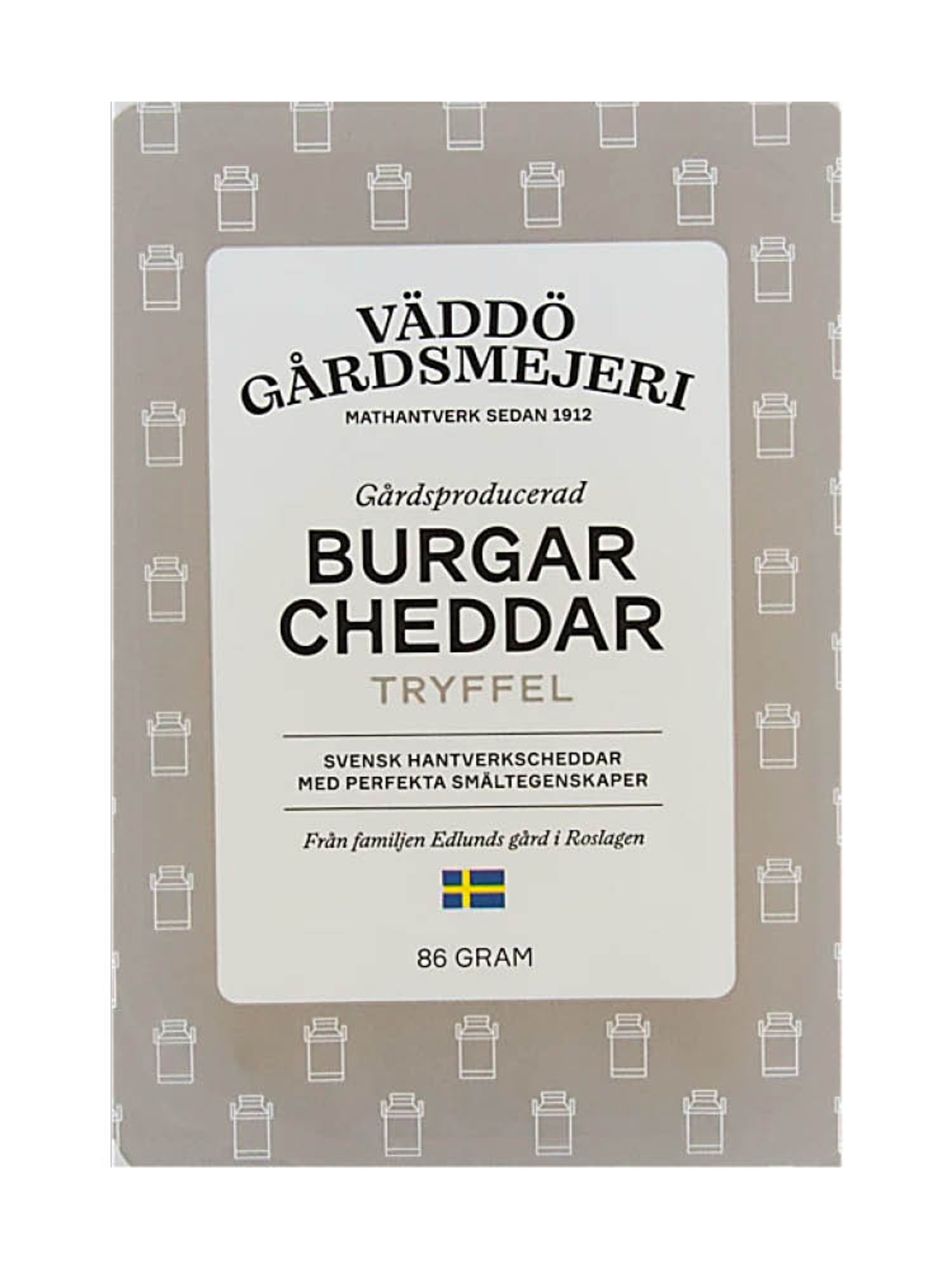 Produktbild som visar Burgercheddar Tryffel från Väddö Gårdsmejeri