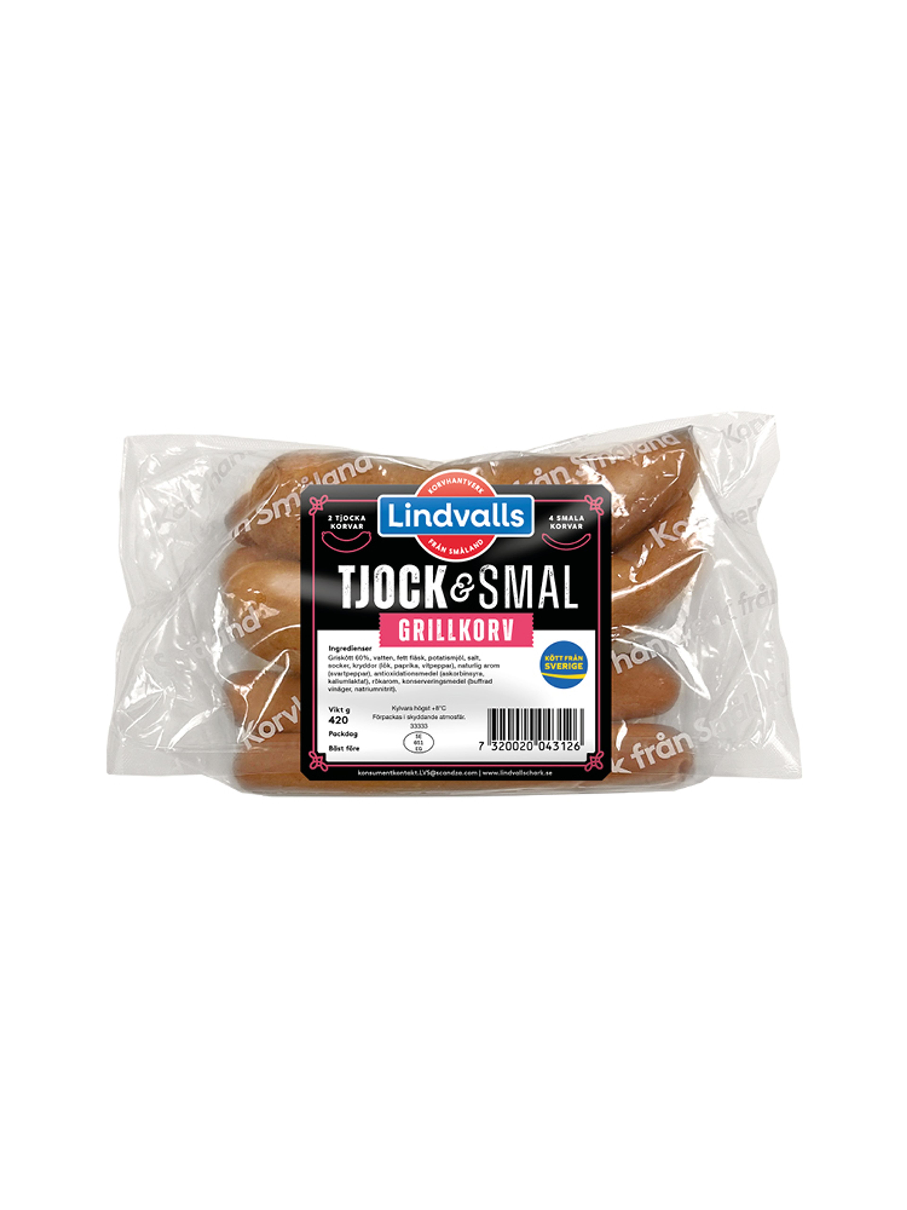 Produktbild som visar Tjock & Smal Grillkorv från Lindvalls