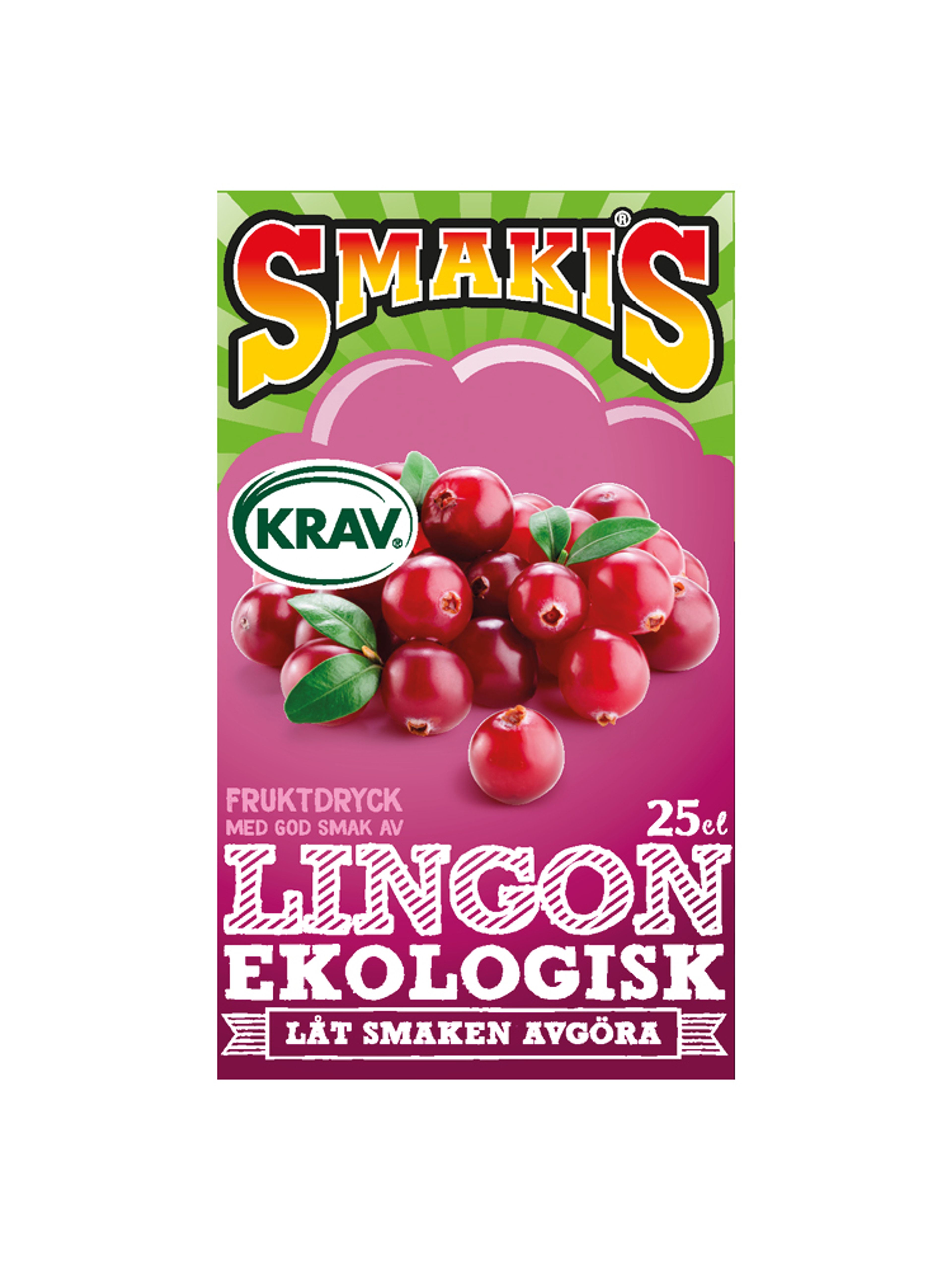 Produktbild som visar Fruktdryck Lingon Ekologisk KRAV från Smakis