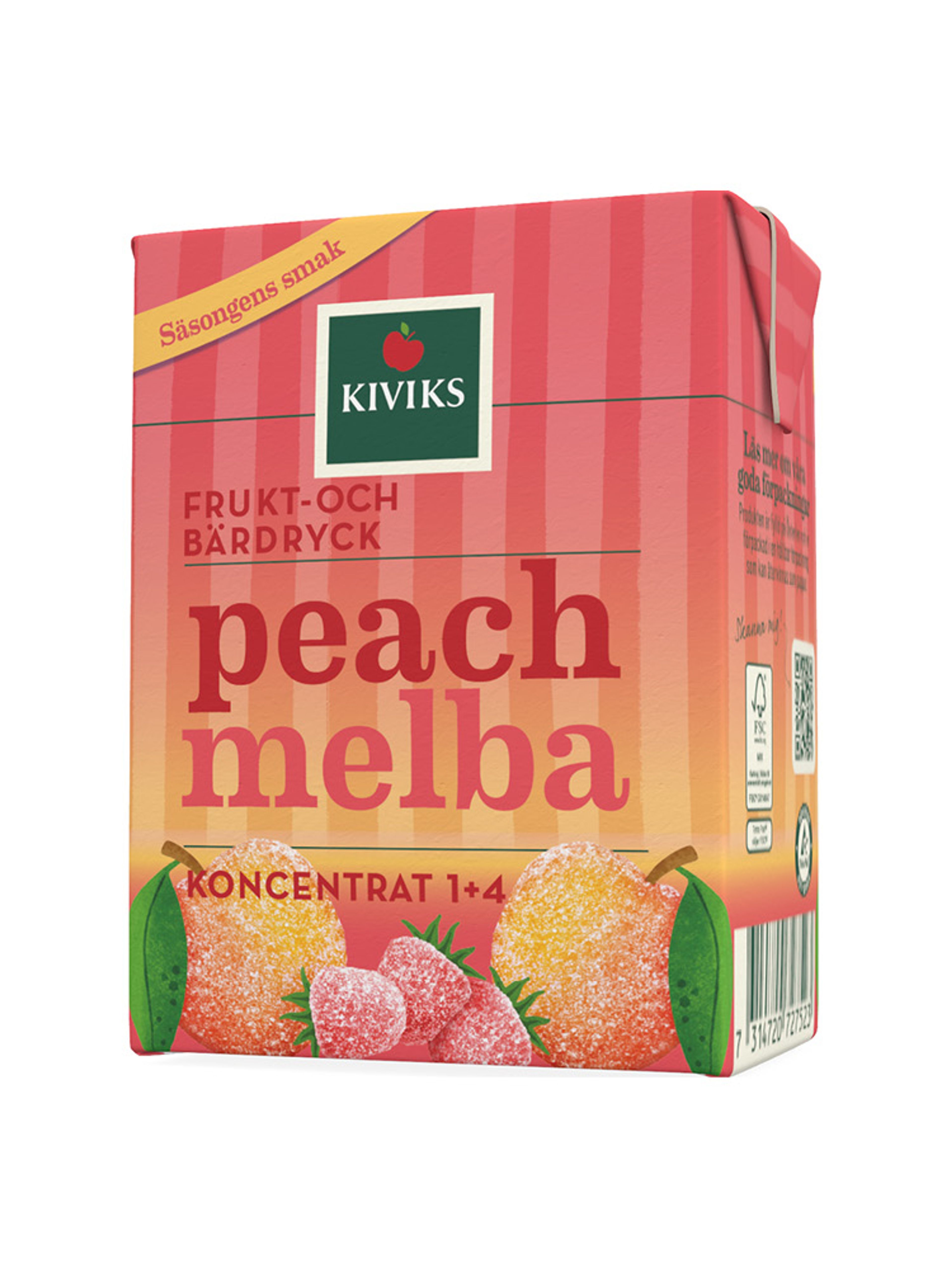 Produktbild som visar Peach Melba Fruktdryckskoncentrat från Kiviks Musteri