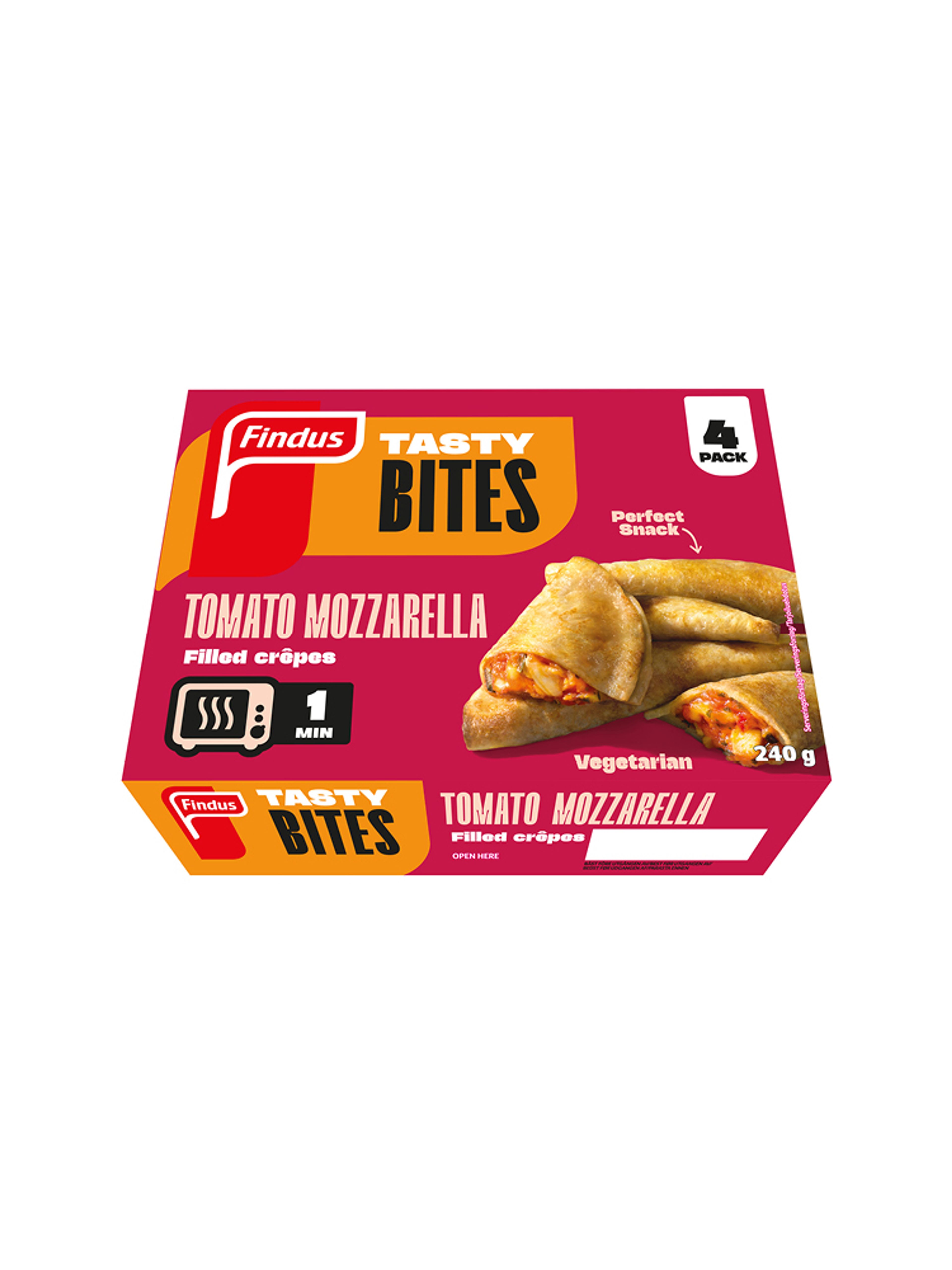 Produktbild som visar Filled Crêpes Tomato & Mozzarella från Findus