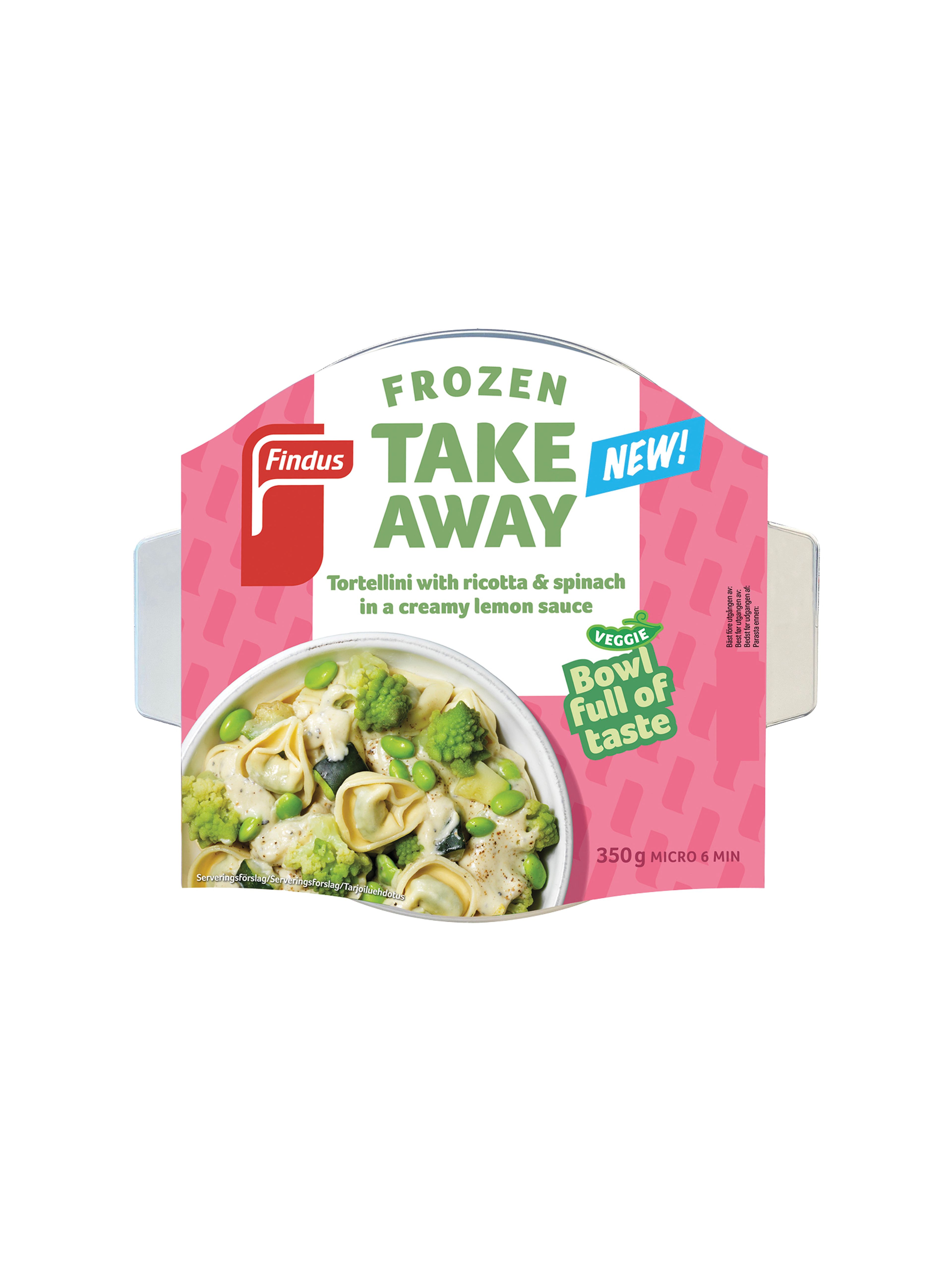 Produktbild som visar Frozen Take Away Tortellini Ricotta Spinach från Findus