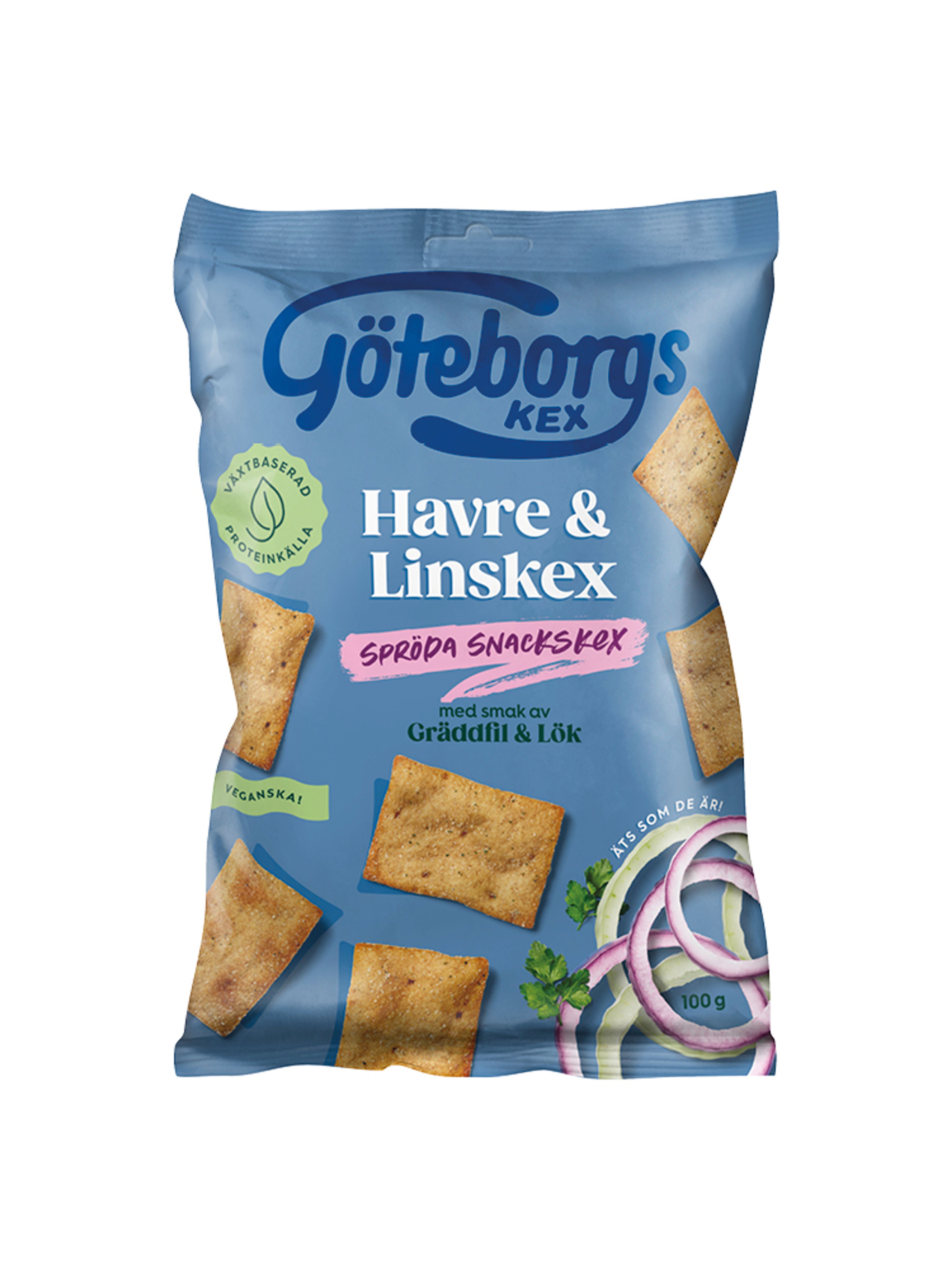 Produktbild som visar Havre- & Linskex Gräddfil & Lök från Göteborgs Kex