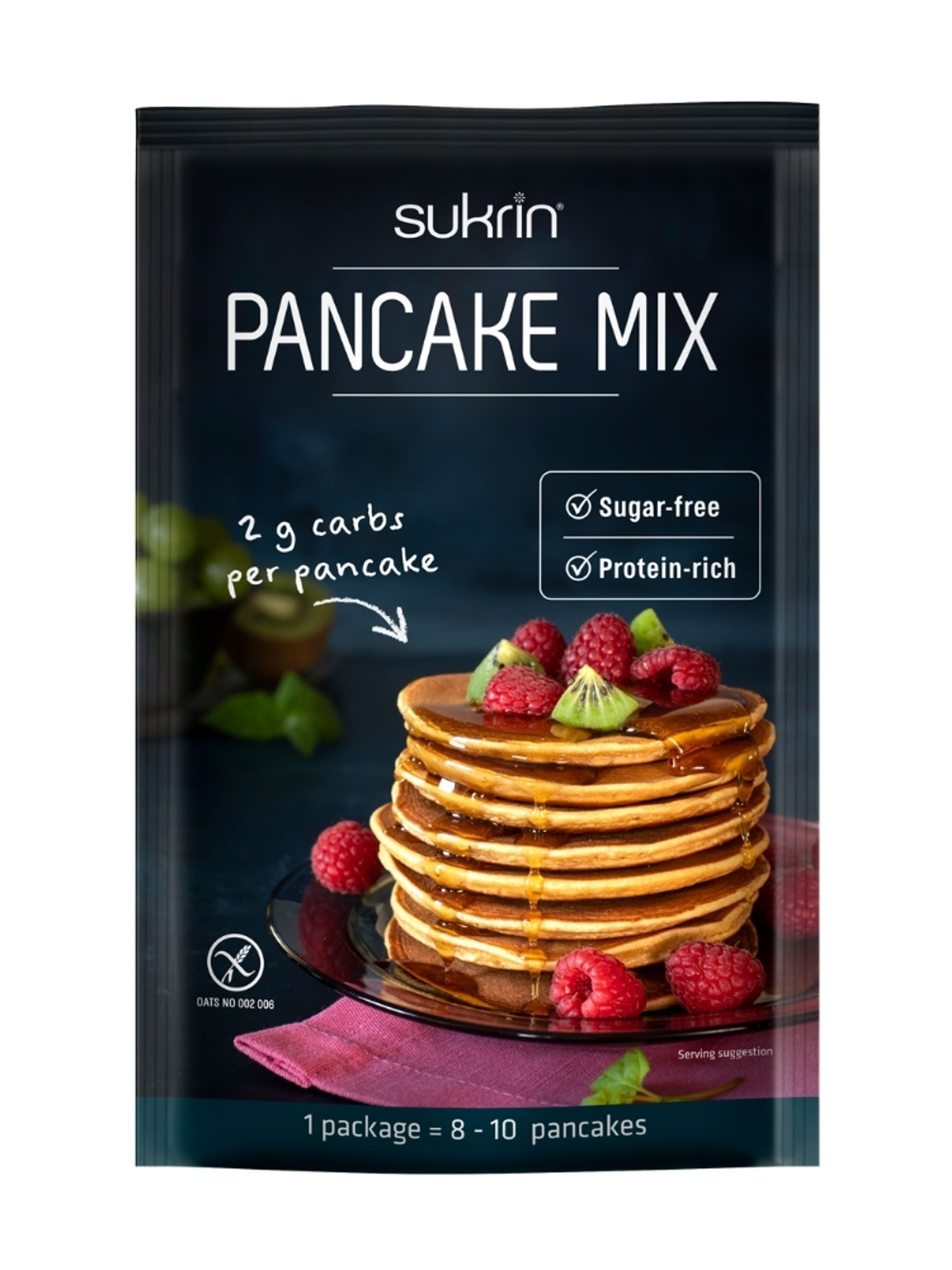 Produktbild som visar Sukrin Pancake Mix från Sukrin