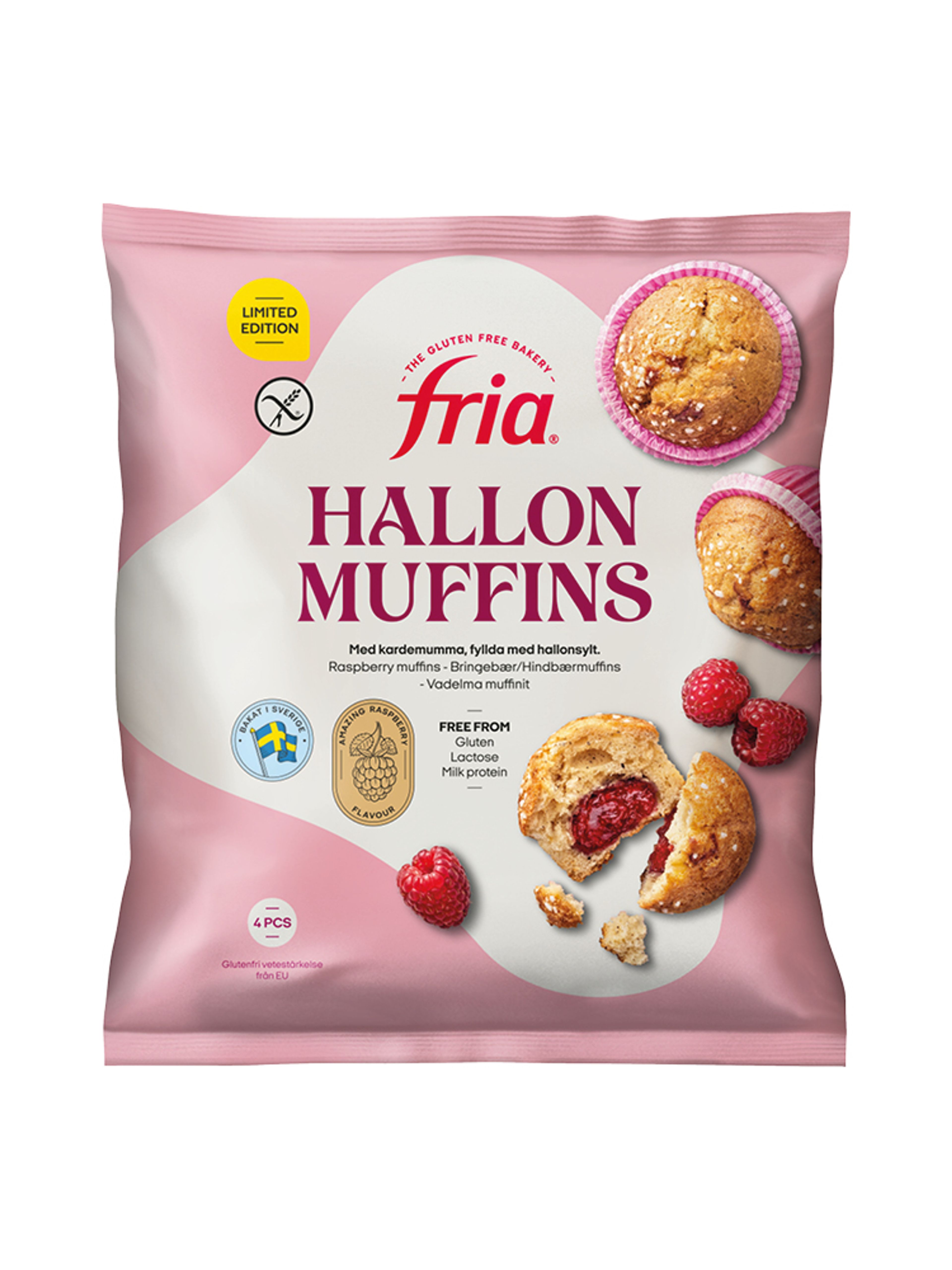 Produktbild som visar Glutenfria Hallonmuffins från Fria