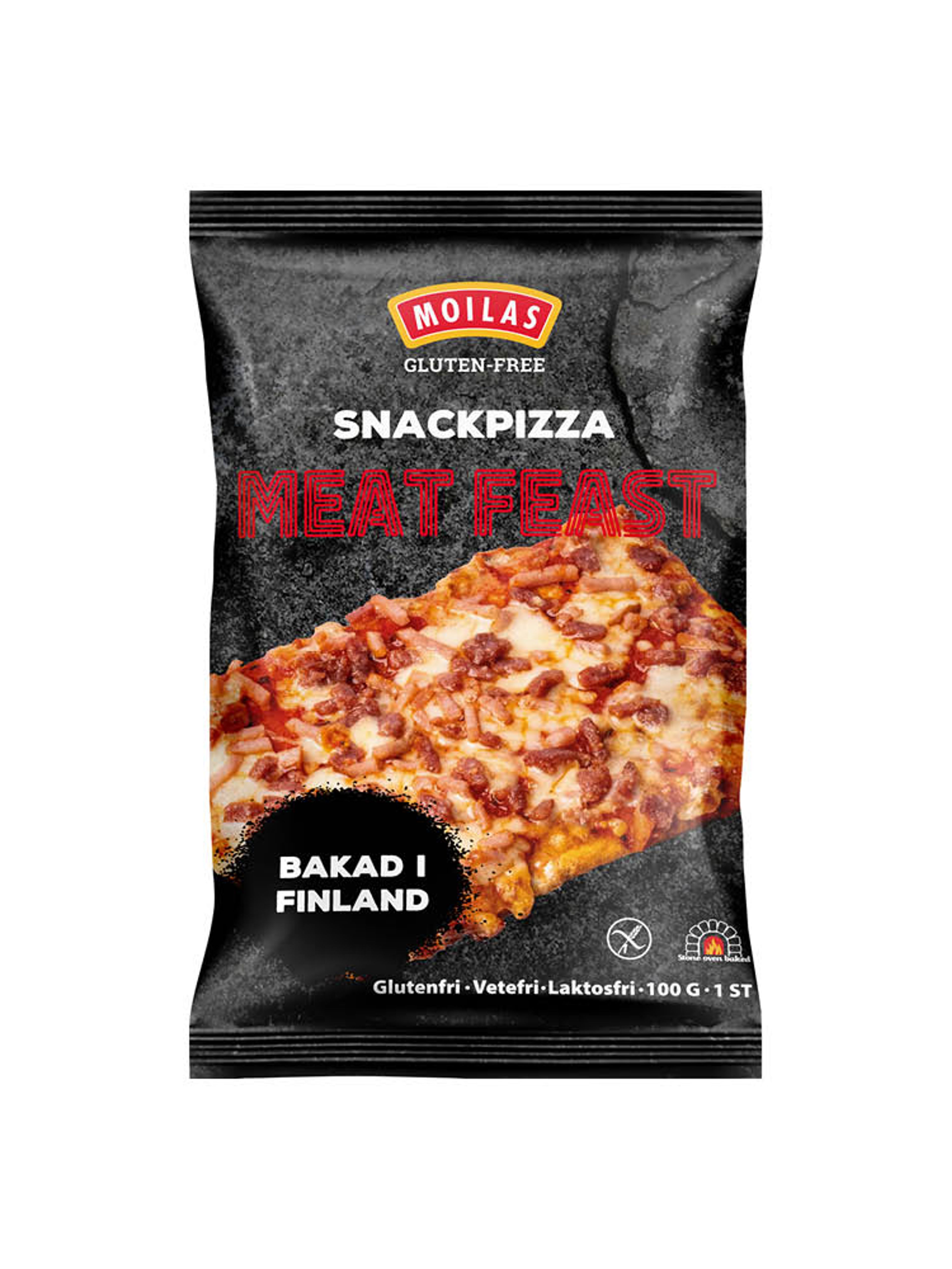 Produktbild som visar Gluten-Free Snackpizza Meat Feast från Moilas