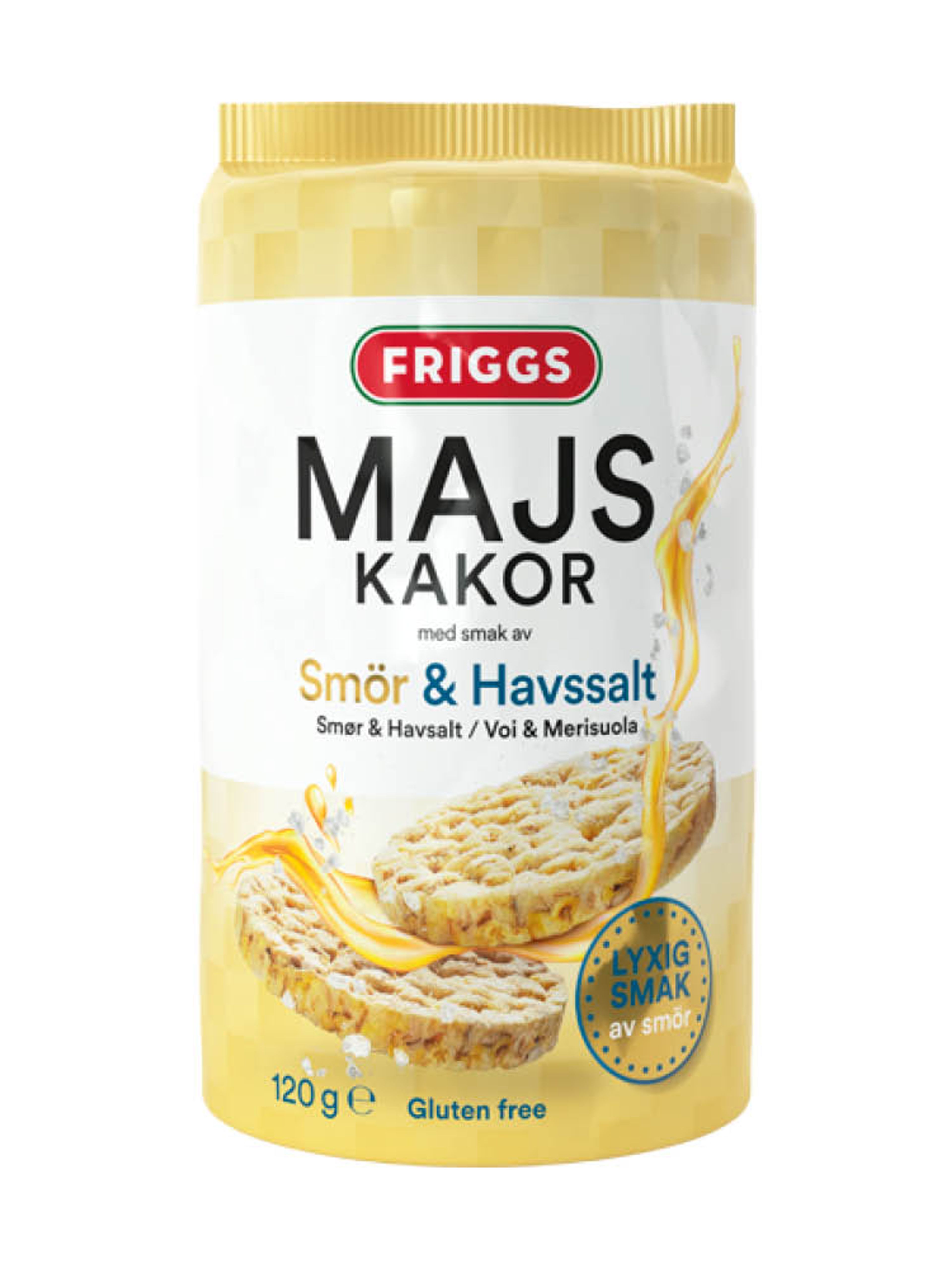 Produktbild som visar Majskakor Smör & Havssalt från Friggs