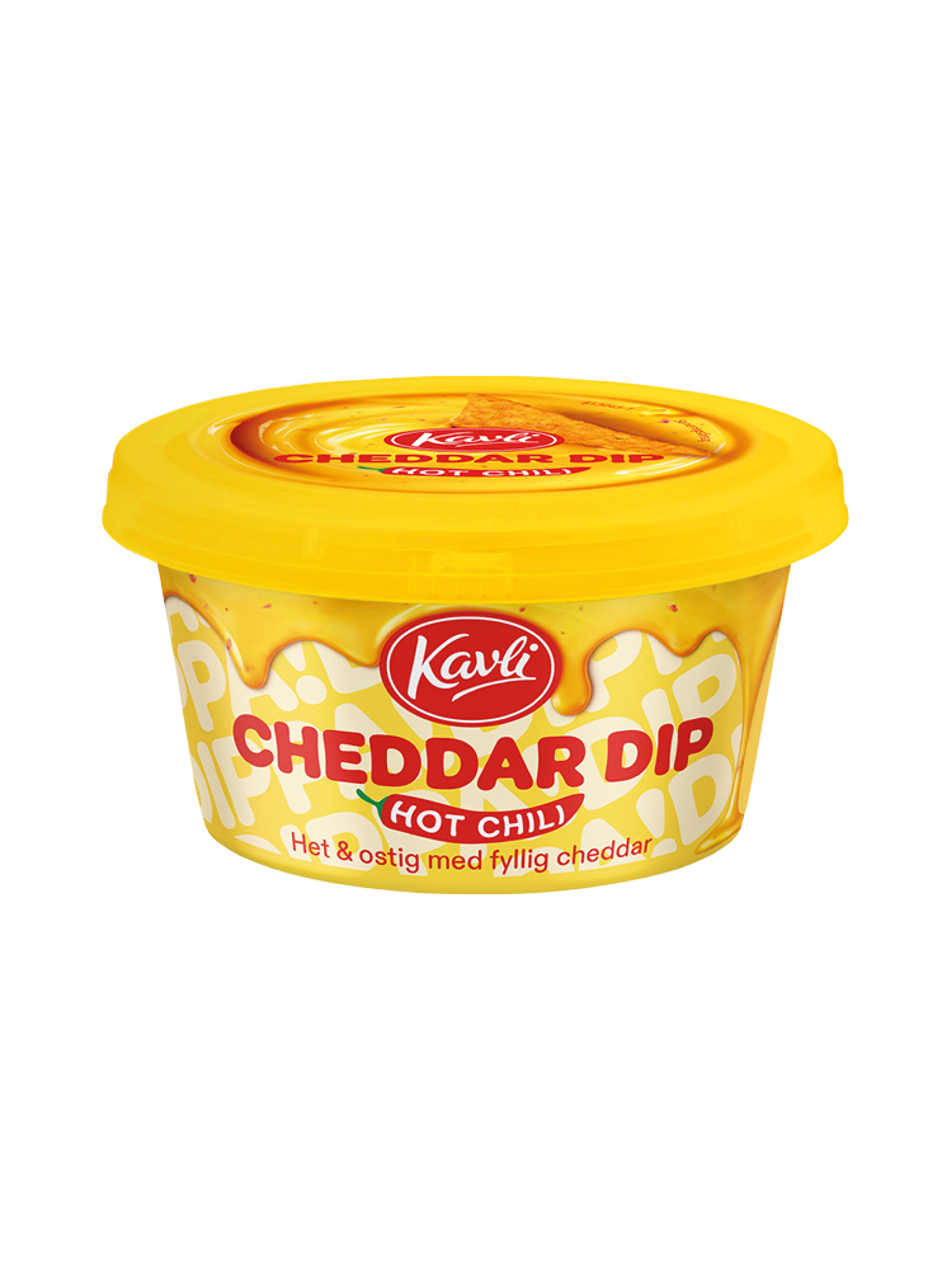 Produktbild som visar Cheddar Dip Hot Chili från Kavli