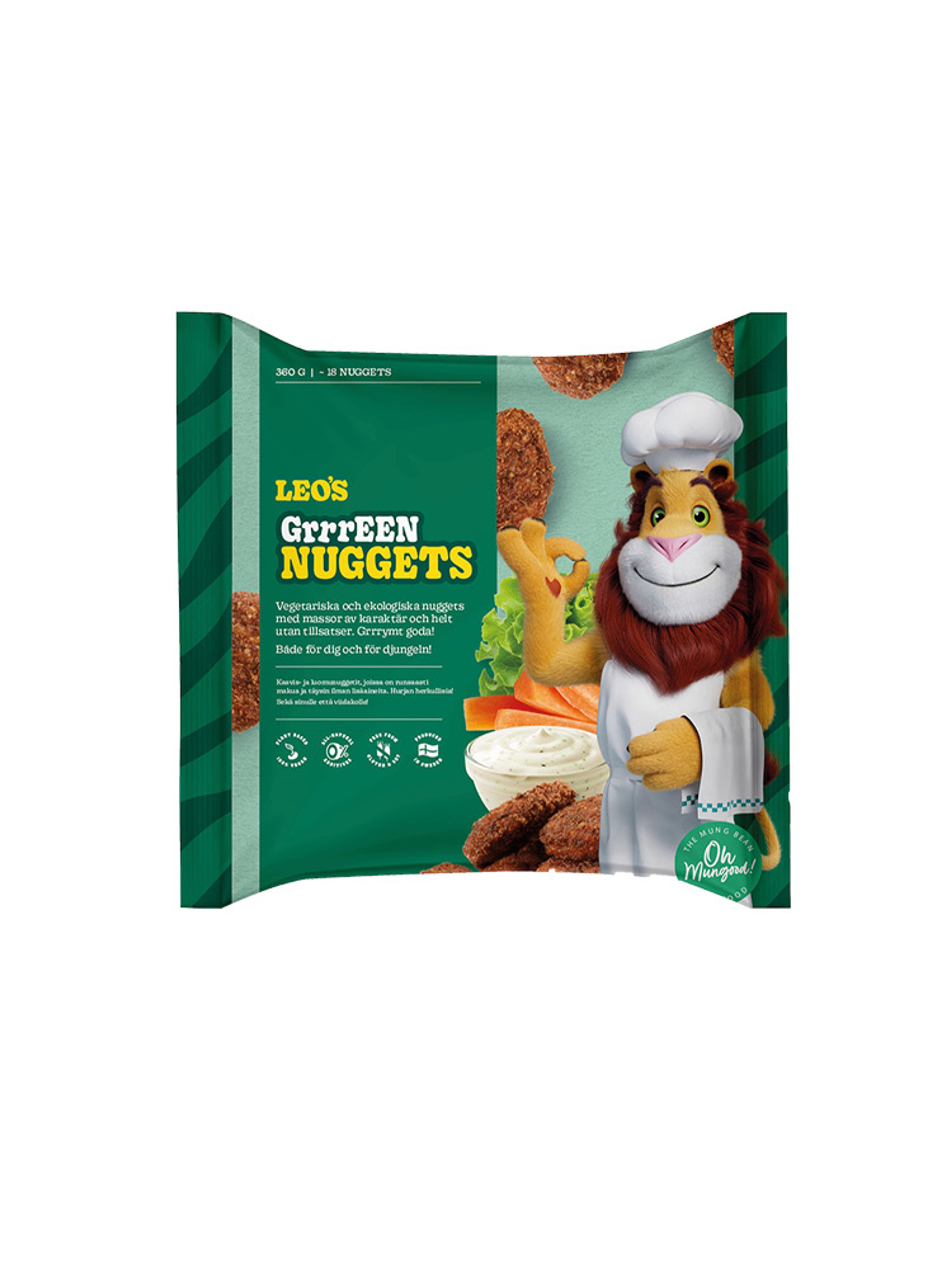 Produktbild som visar Leos Grrreen nuggets från Oh Mungood!