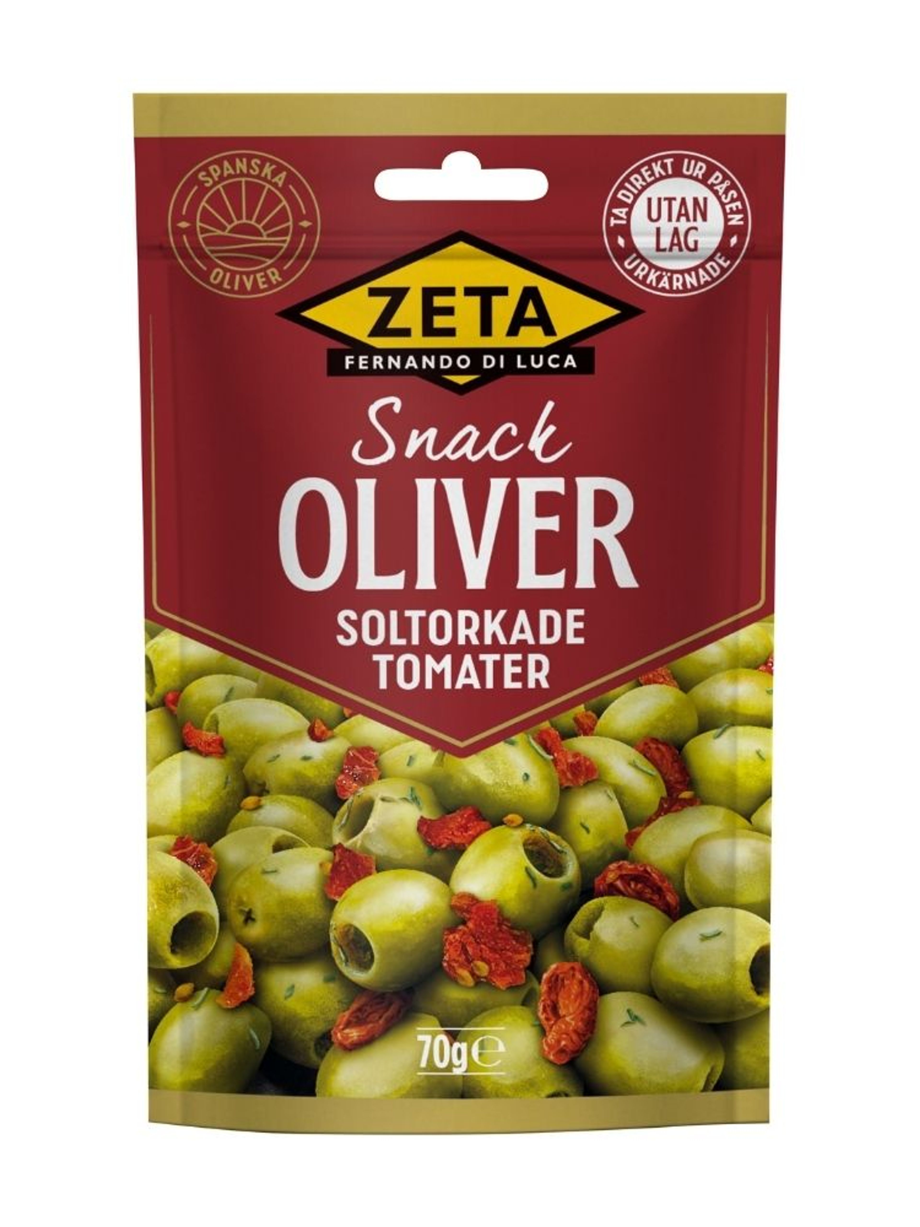 Produktbild som visar Snackoliver Soltorkade Tomater från Zeta