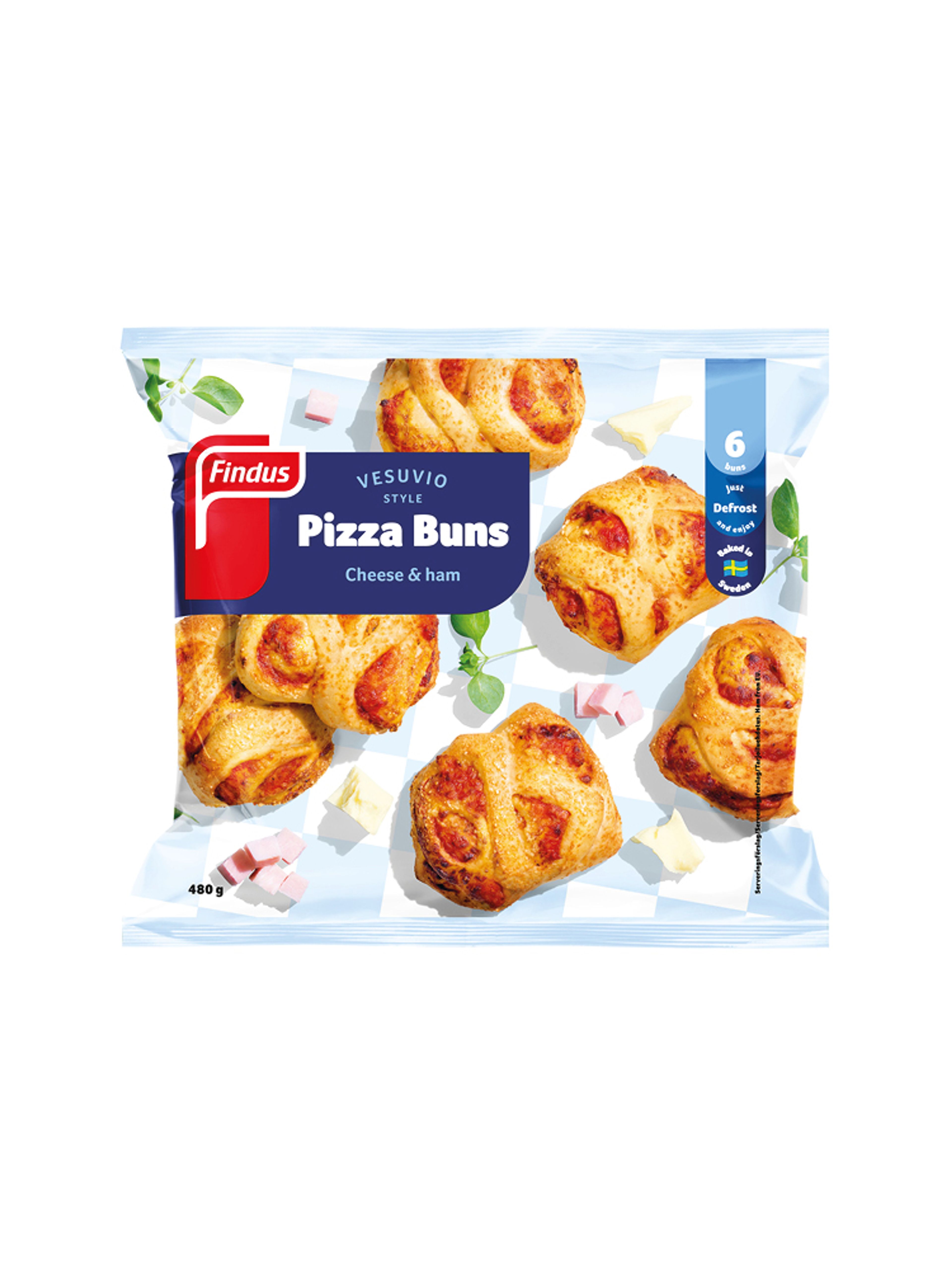 Produktbild som visar Pizza Buns Tomato and Ham från Findus