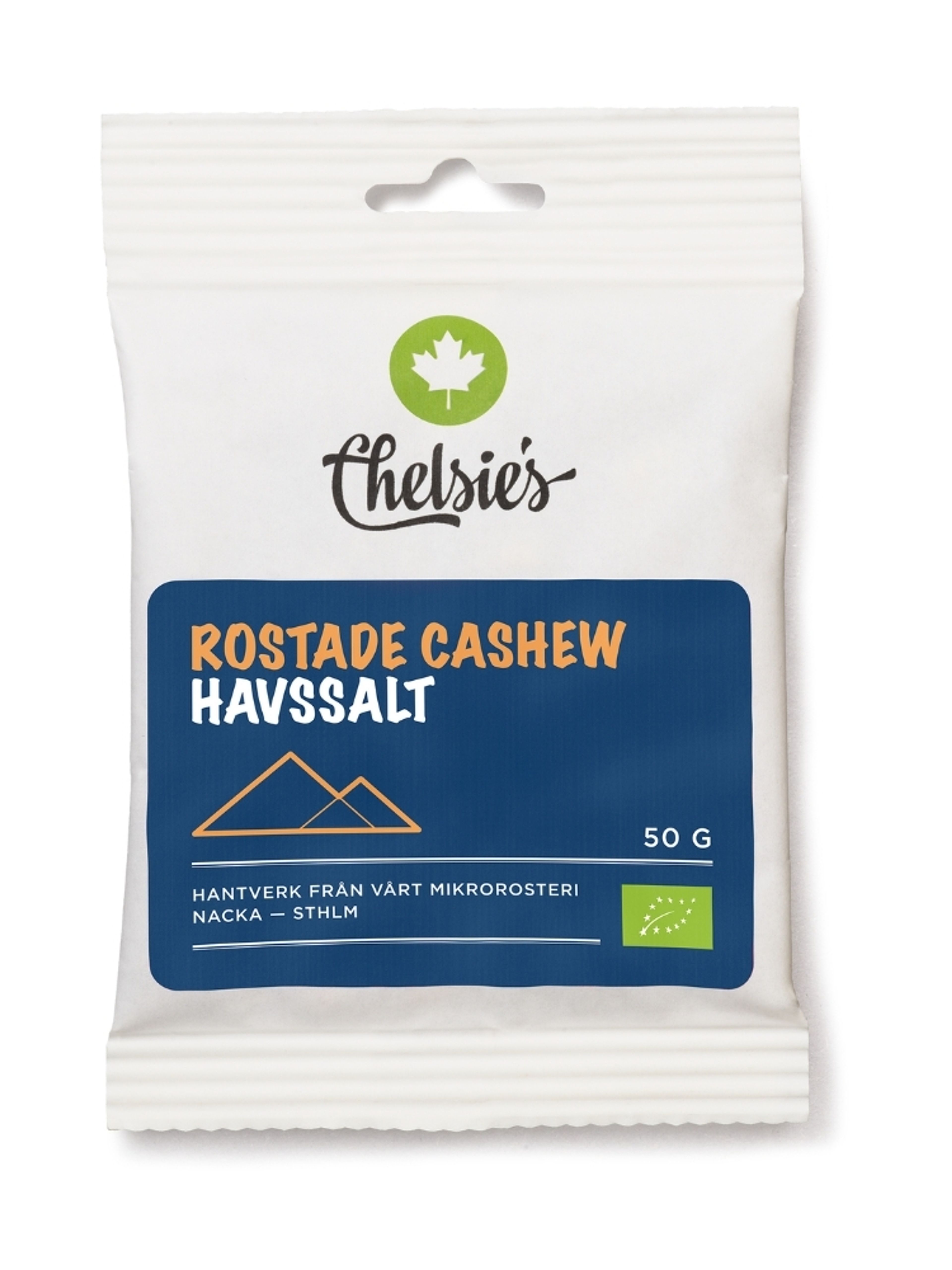 Produktbild som visar Rostade Cashew Havssalt från Chelsie's