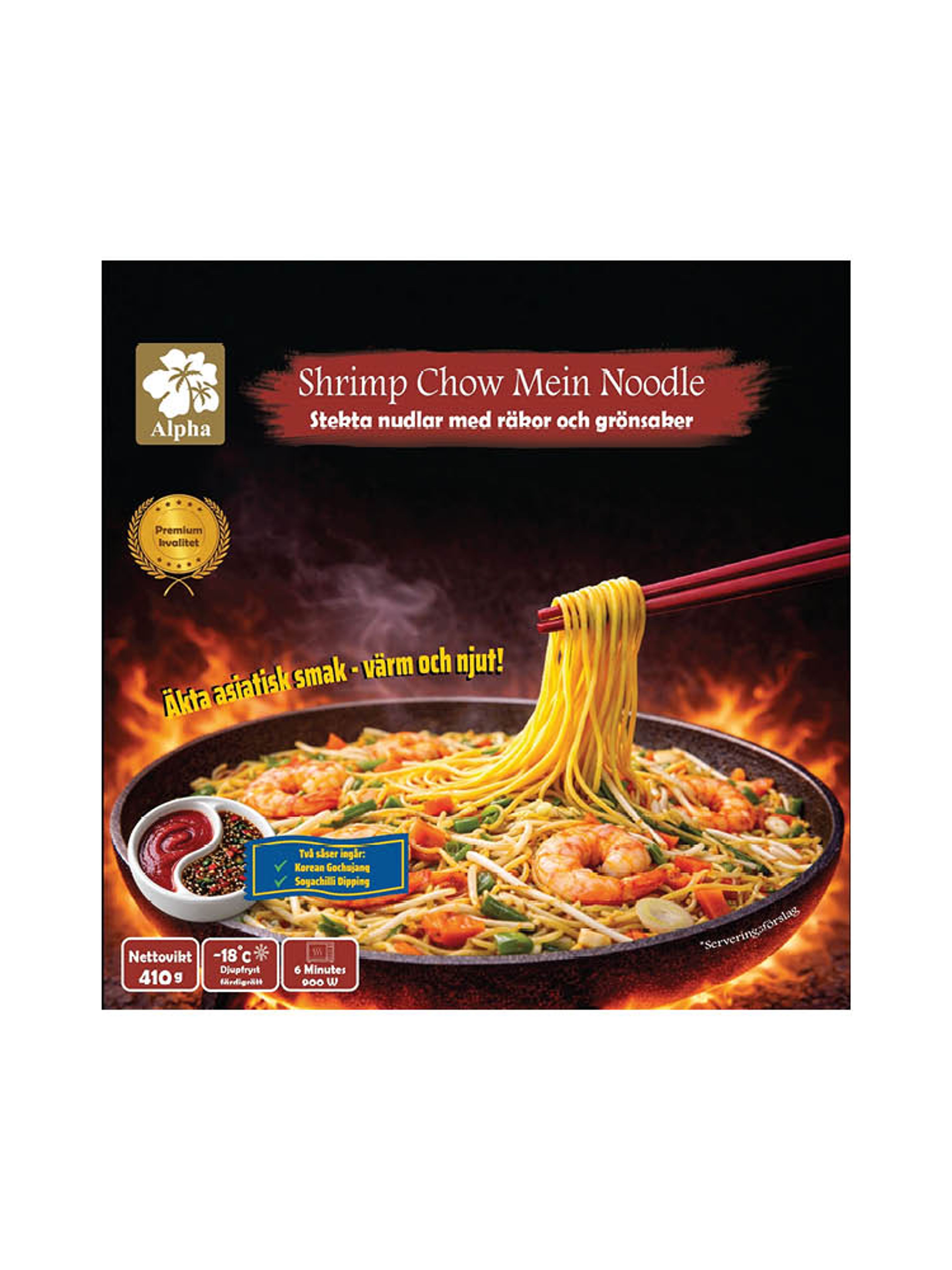 Produktbild som visar Shrimp Chow Mein från Alpha