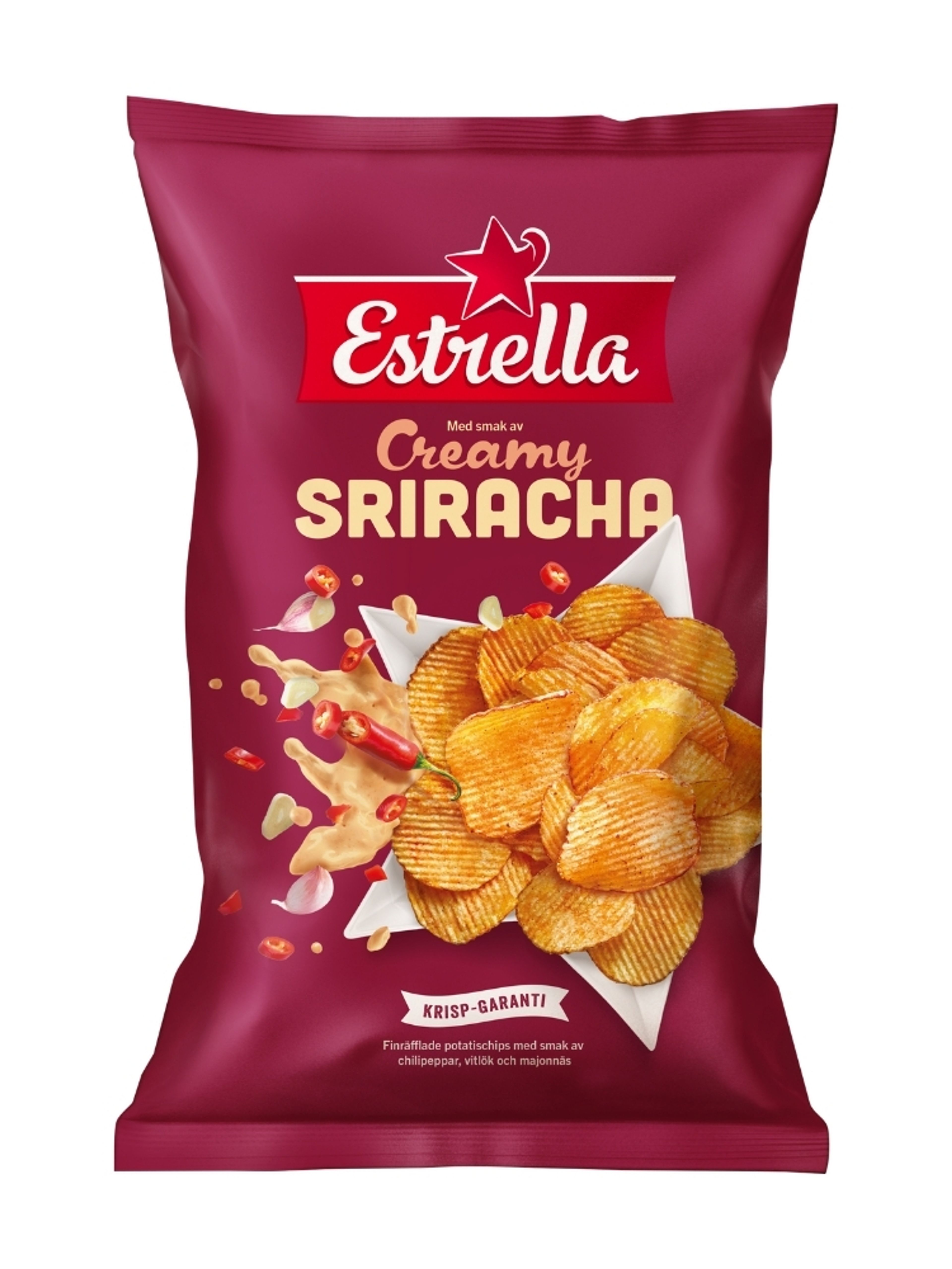 Produktbild som visar Creamy Sriracha chips från Estrella