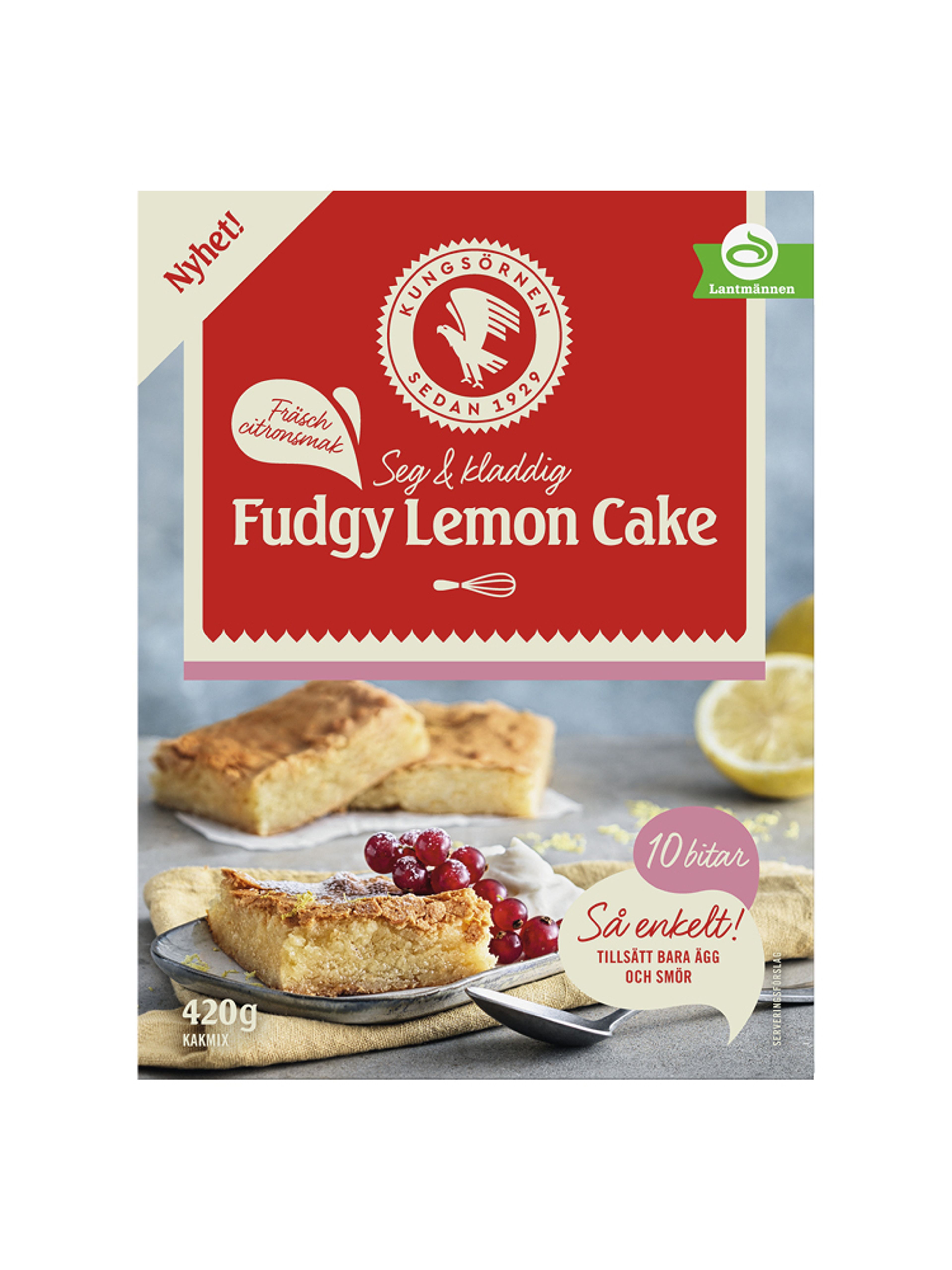 Produktbild som visar Fudgy Lemon Cake Mix från Kungsörnen