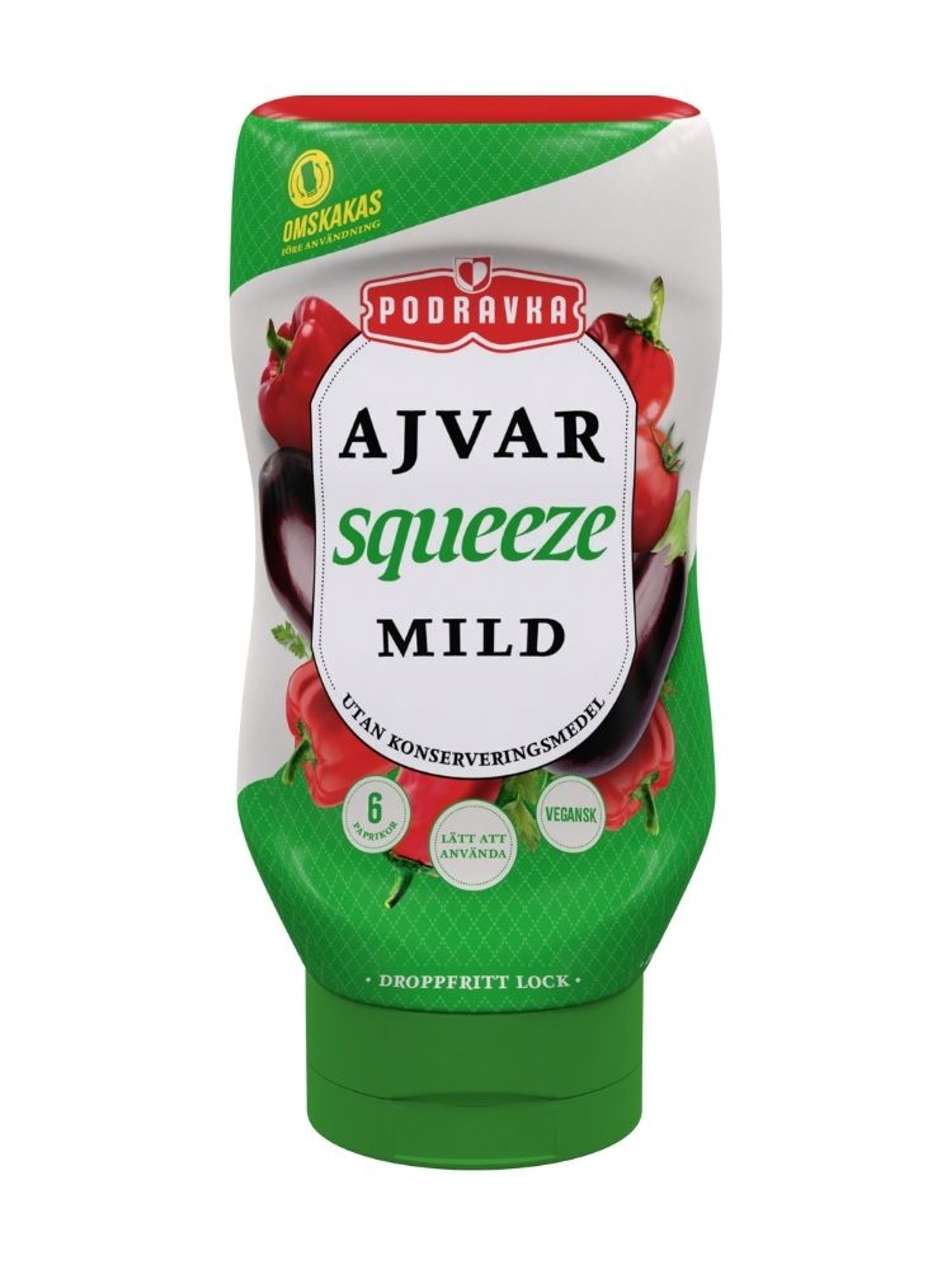 Produktbild som visar Ajvar mild Squeeze från Podravka