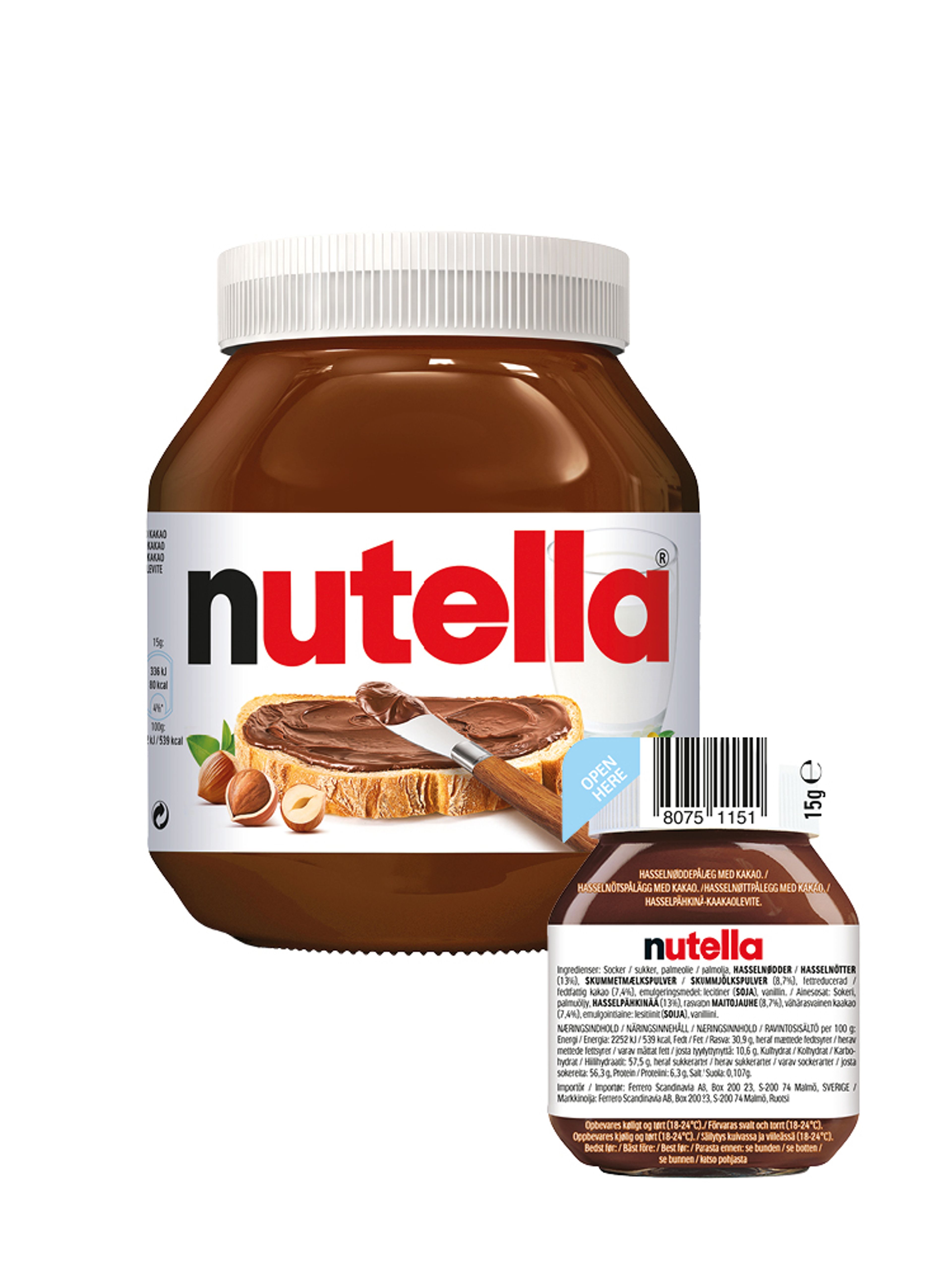 Produktbild som visar Hasselnötspålägg från Nutella