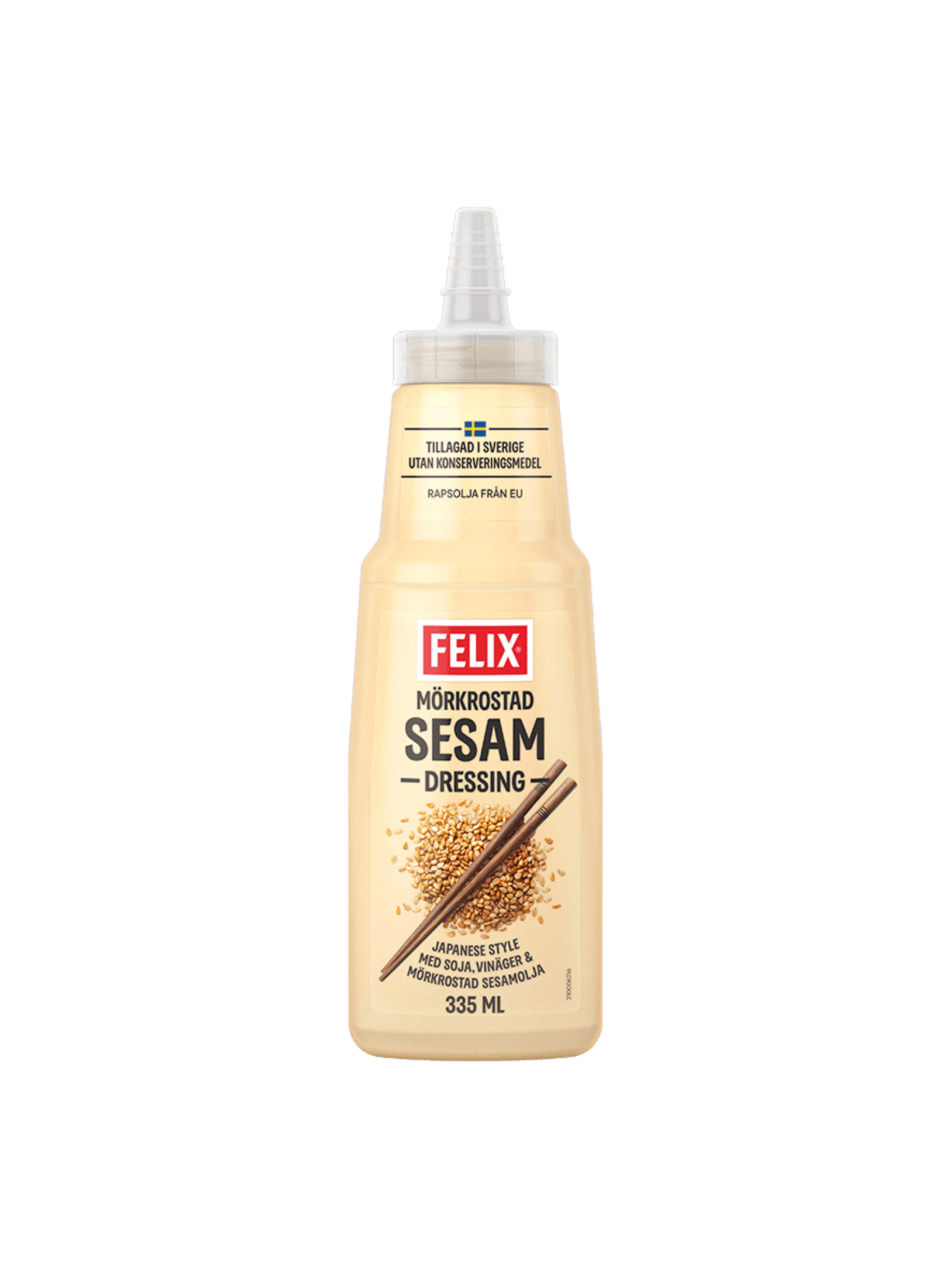 Produktbild som visar Mörkrostad Sesamdressing från Felix