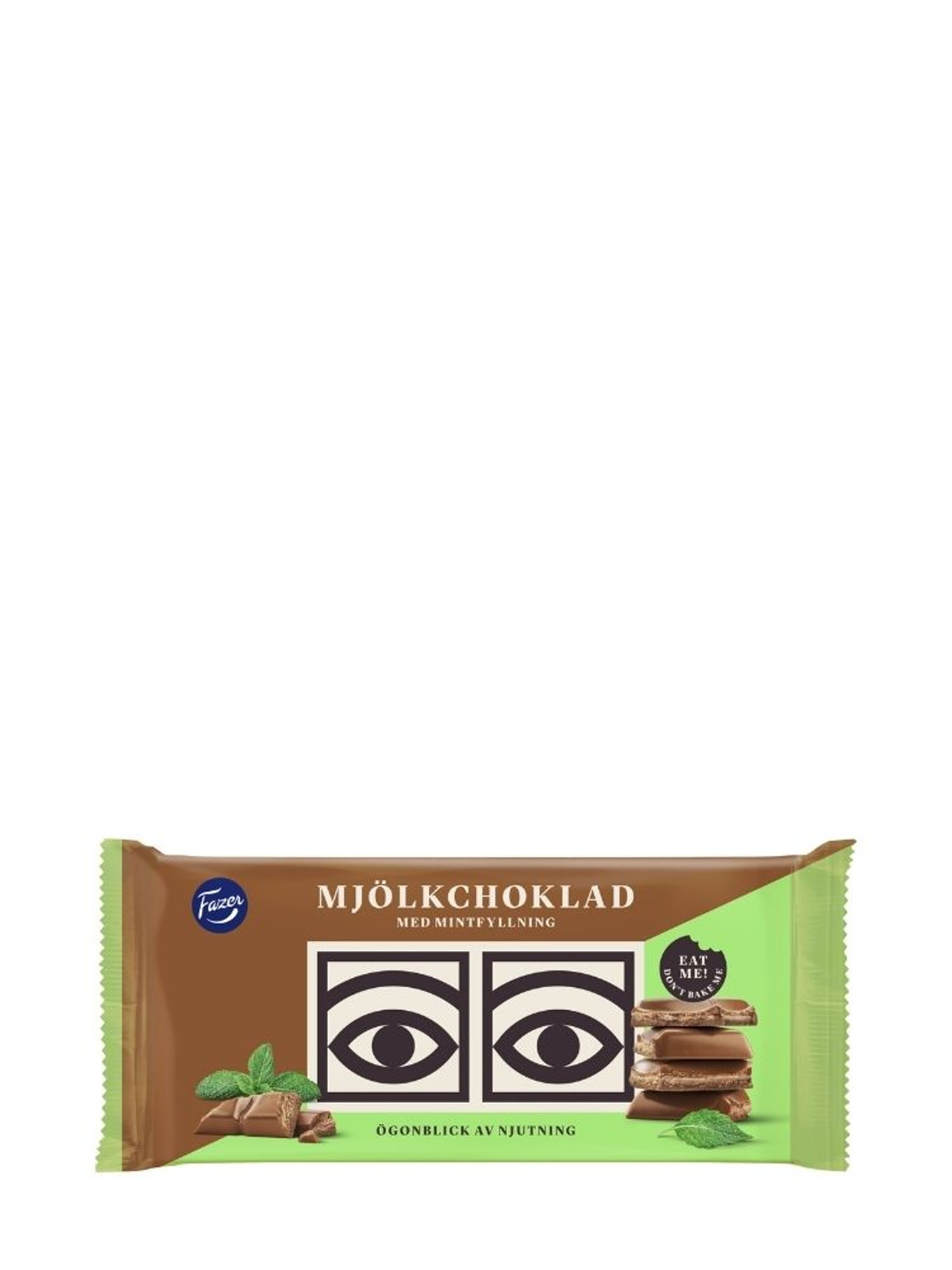 Produktbild som visar Ögon Mjölkchoklad Mintfyllning från Fazer
