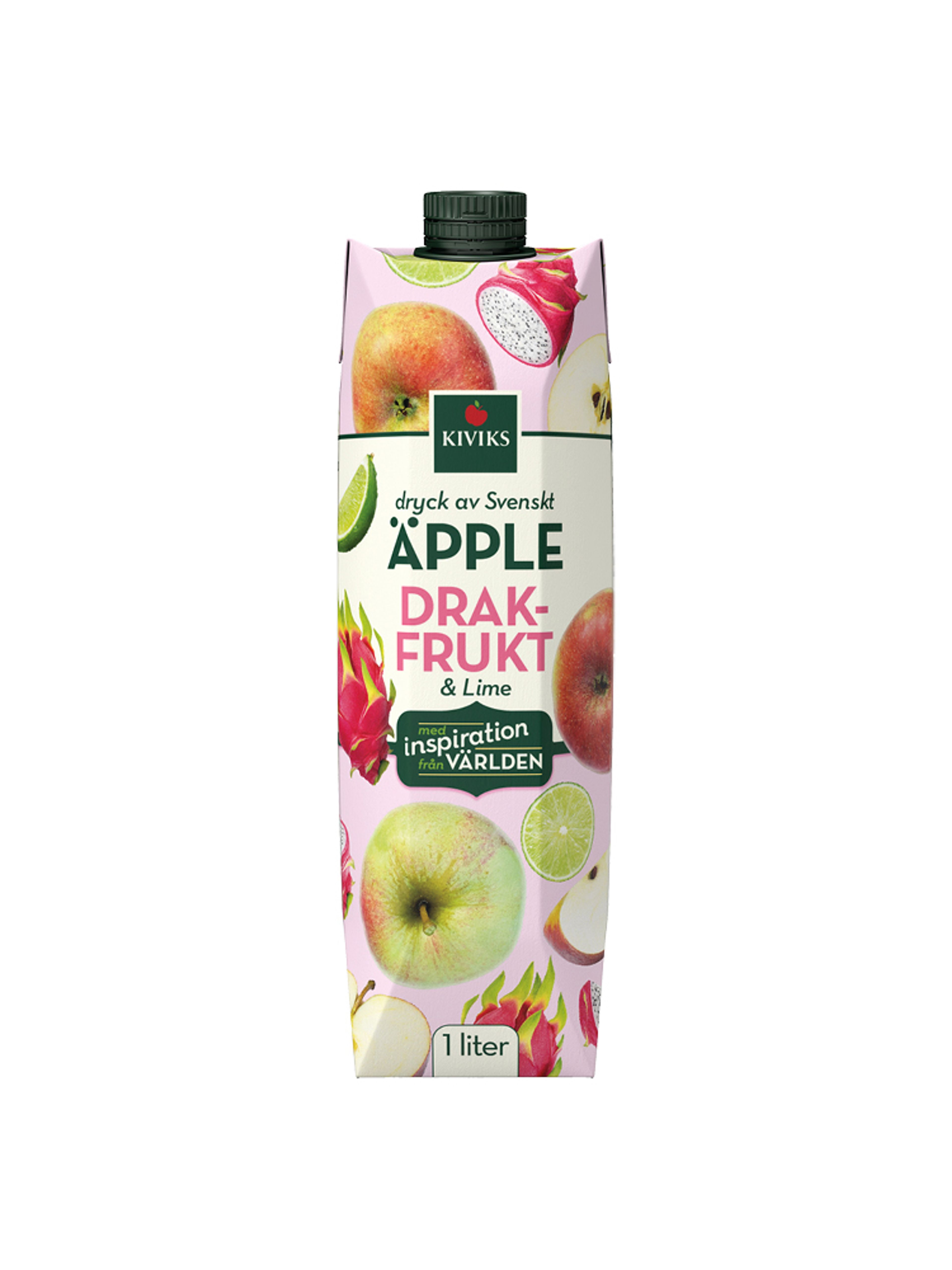 Produktbild som visar Svenska äpplen med Drakfrukt & Lime från Kiviks Musteri